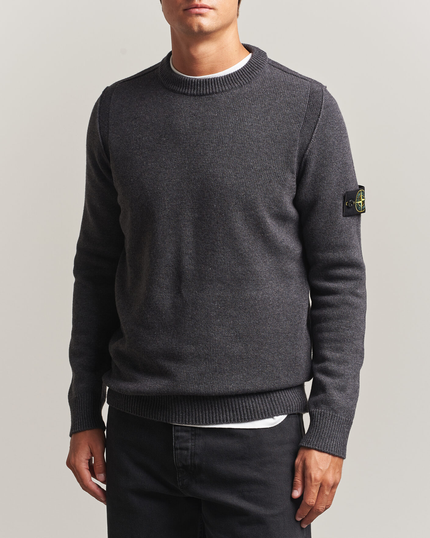 Uomini | Maglieria | Stone Island | Knitted Lambswool Crew Neck Melange Lead