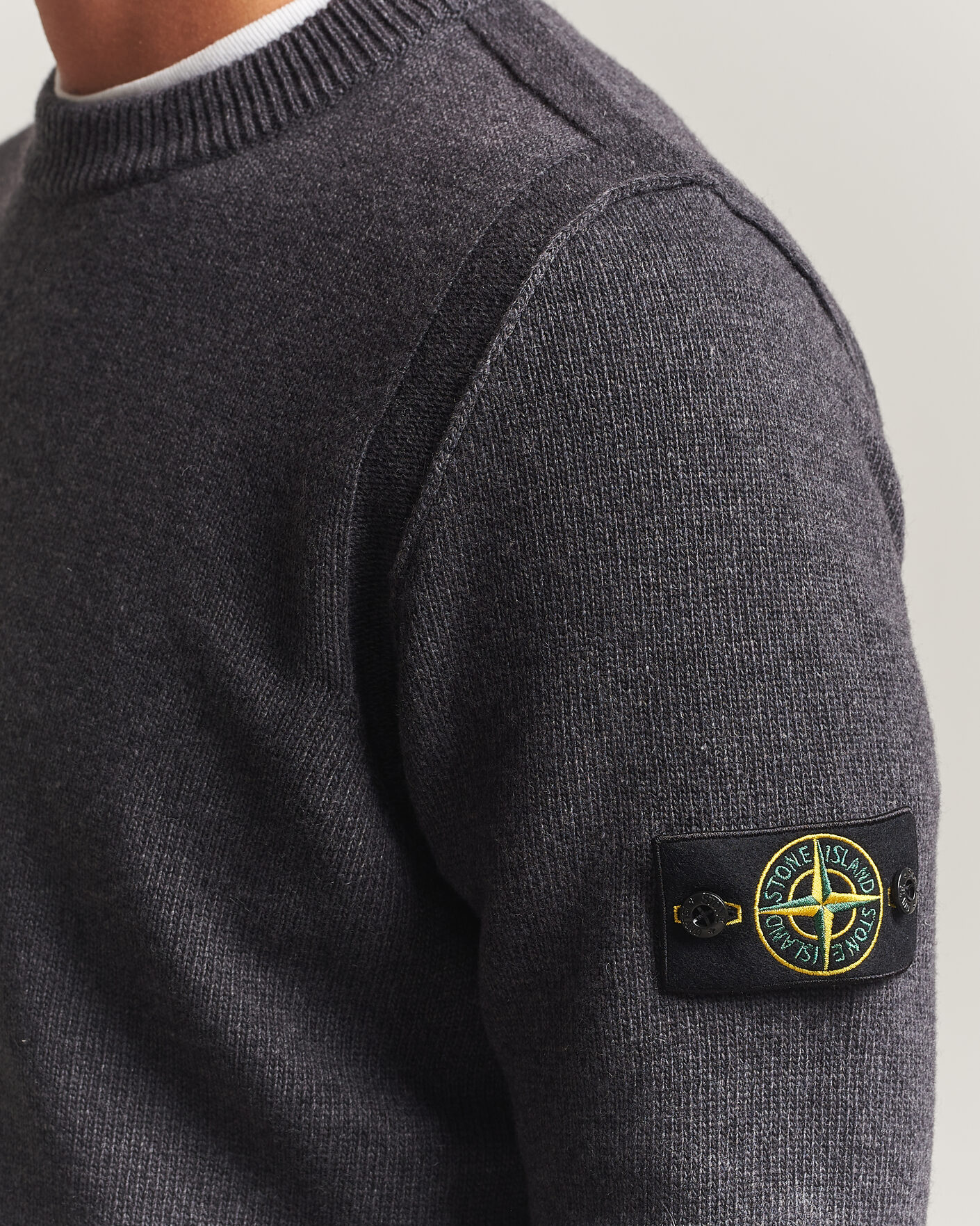 Uomini | Maglieria | Stone Island | Knitted Lambswool Crew Neck Melange Lead