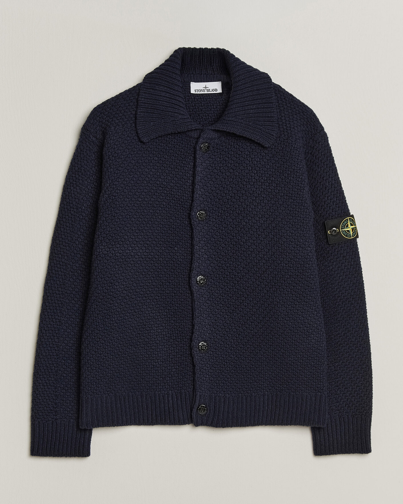 Uomini | Maglieria | Stone Island | Basket Stitch Lambswool Cardigan Navy Blue