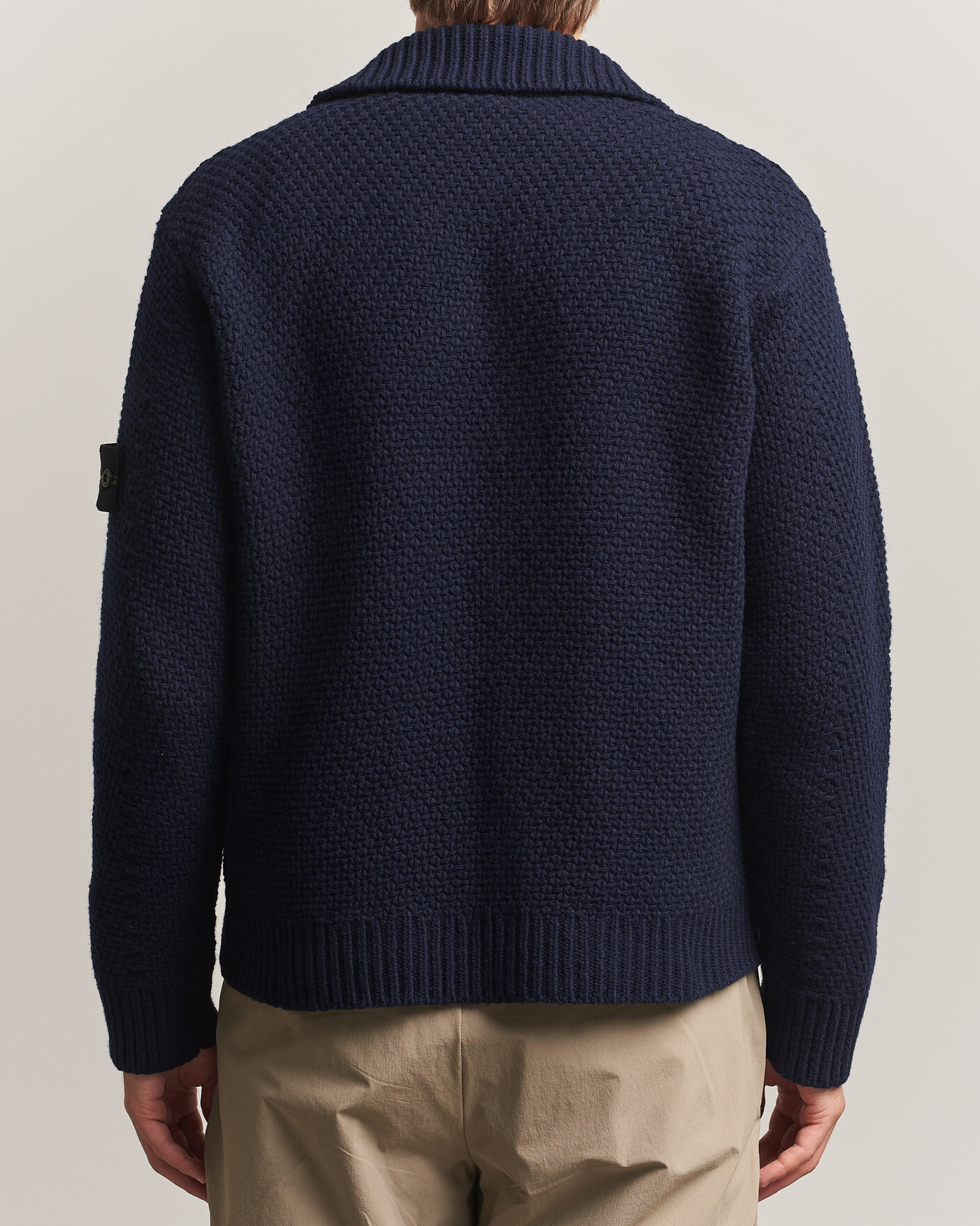 Uomini | Maglieria | Stone Island | Basket Stitch Lambswool Cardigan Navy Blue