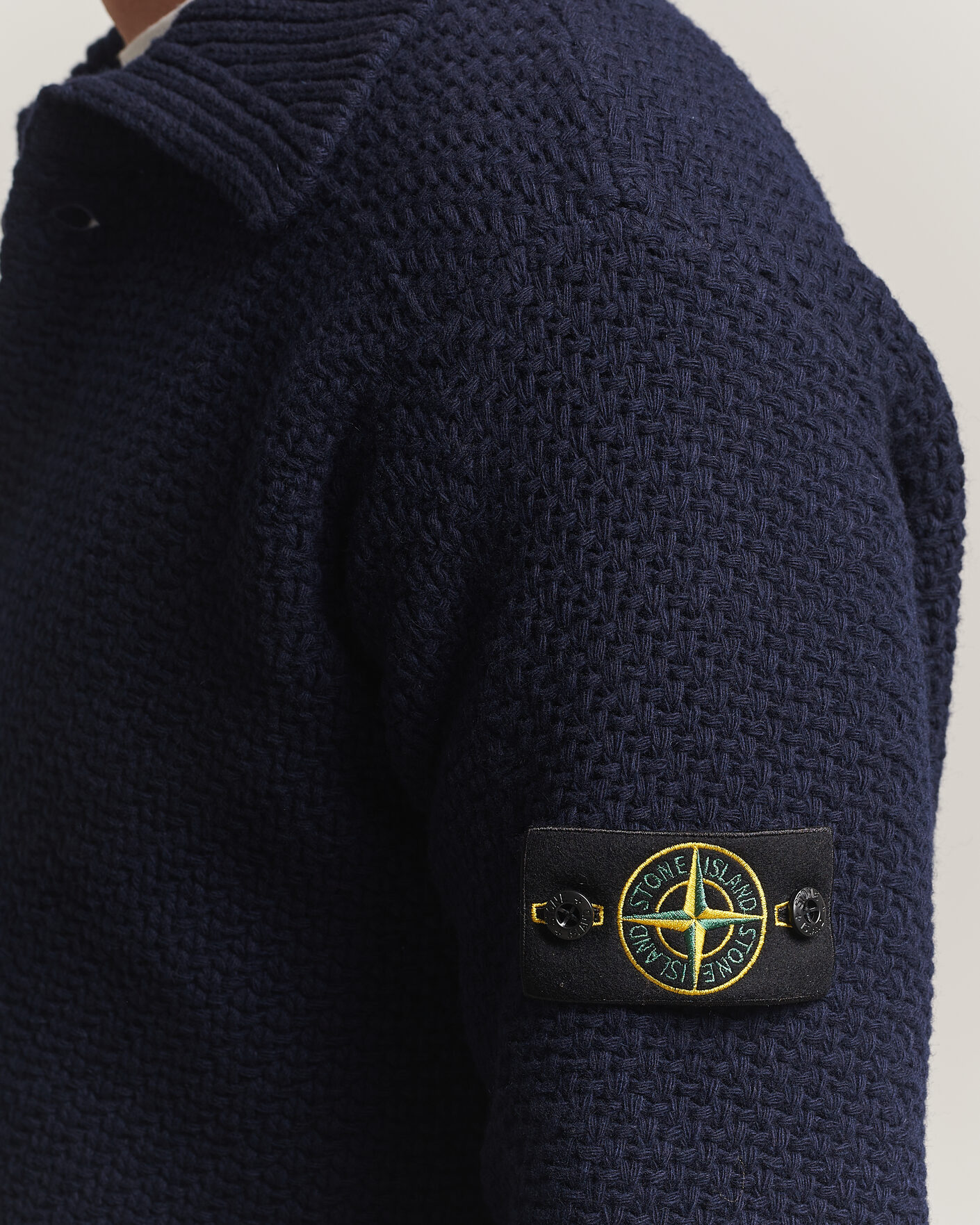 Uomini | Maglieria | Stone Island | Basket Stitch Lambswool Cardigan Navy Blue
