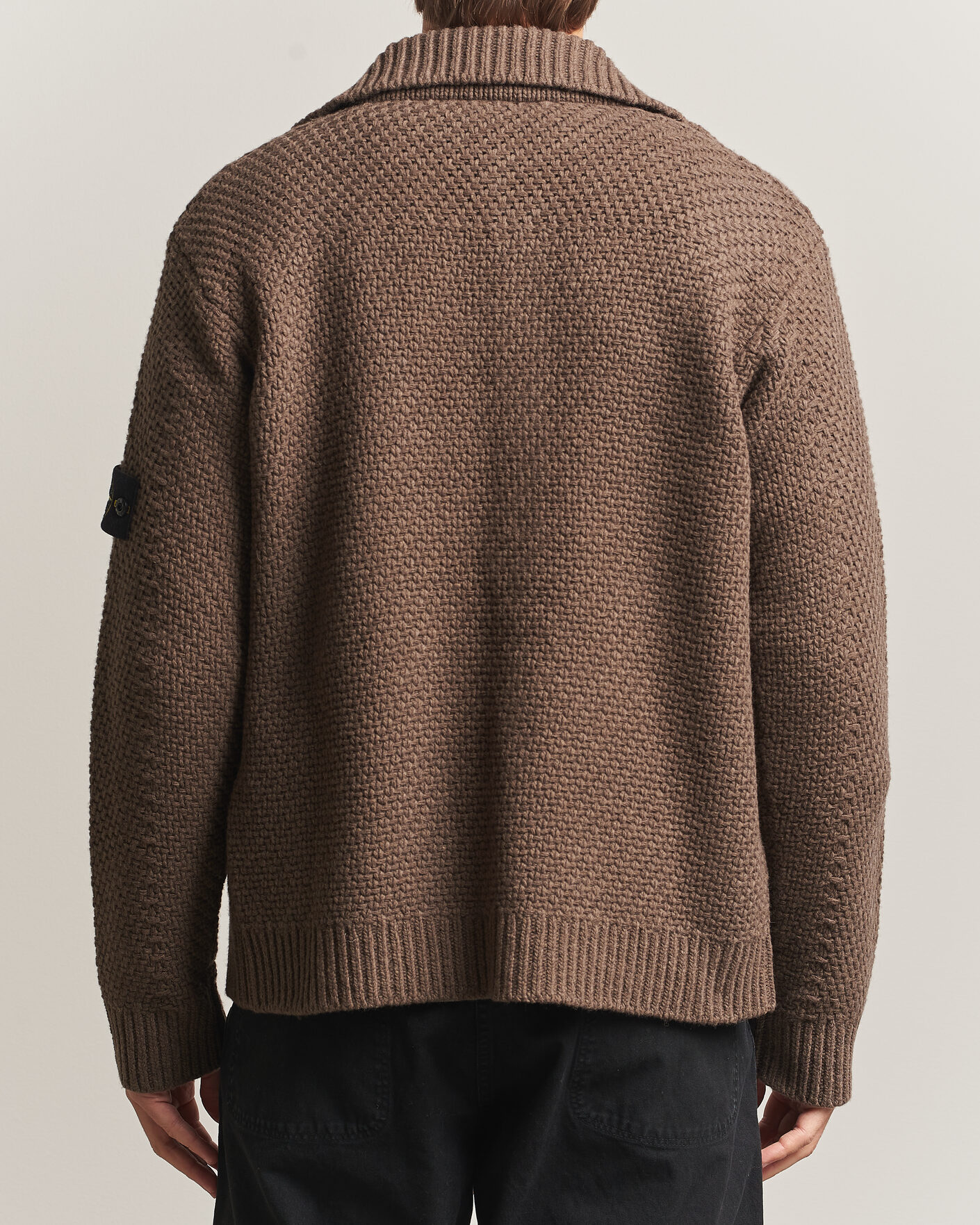 Uomini | Maglieria | Stone Island | Basket Stitch Lambswool Cardigan Umber Melange