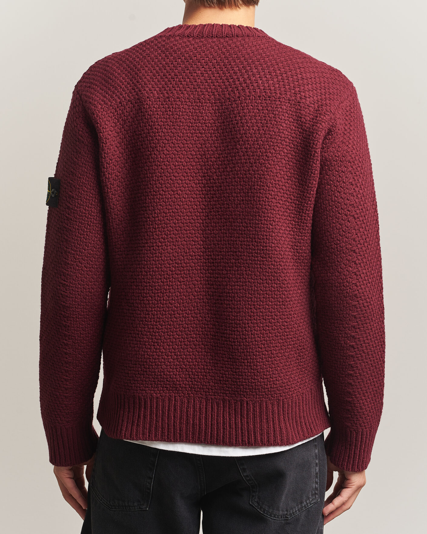 Uomini | Maglieria | Stone Island | Basket Stitch Lambswool Crew Neck Amaranth