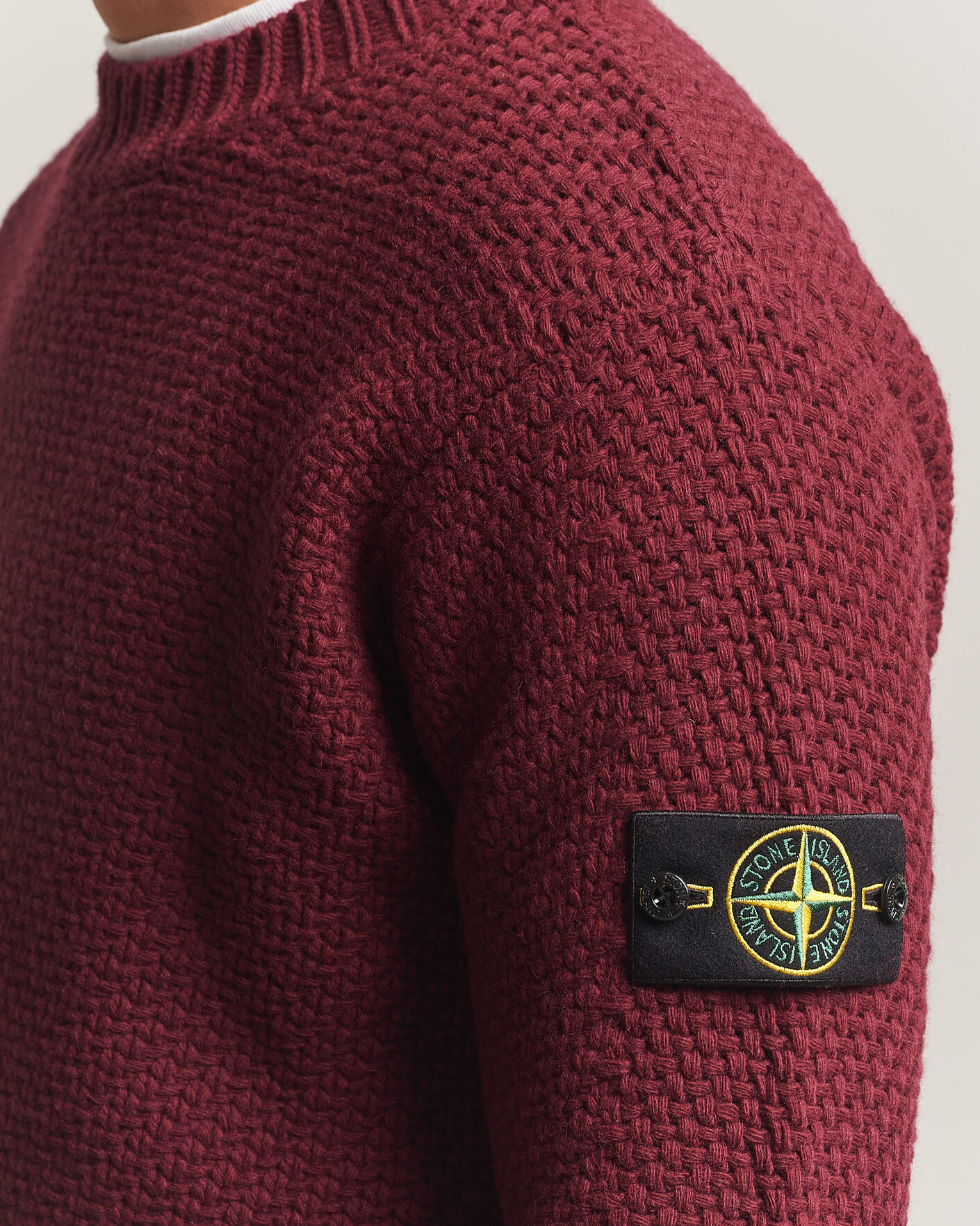 Uomini | Maglieria | Stone Island | Basket Stitch Lambswool Crew Neck Amaranth