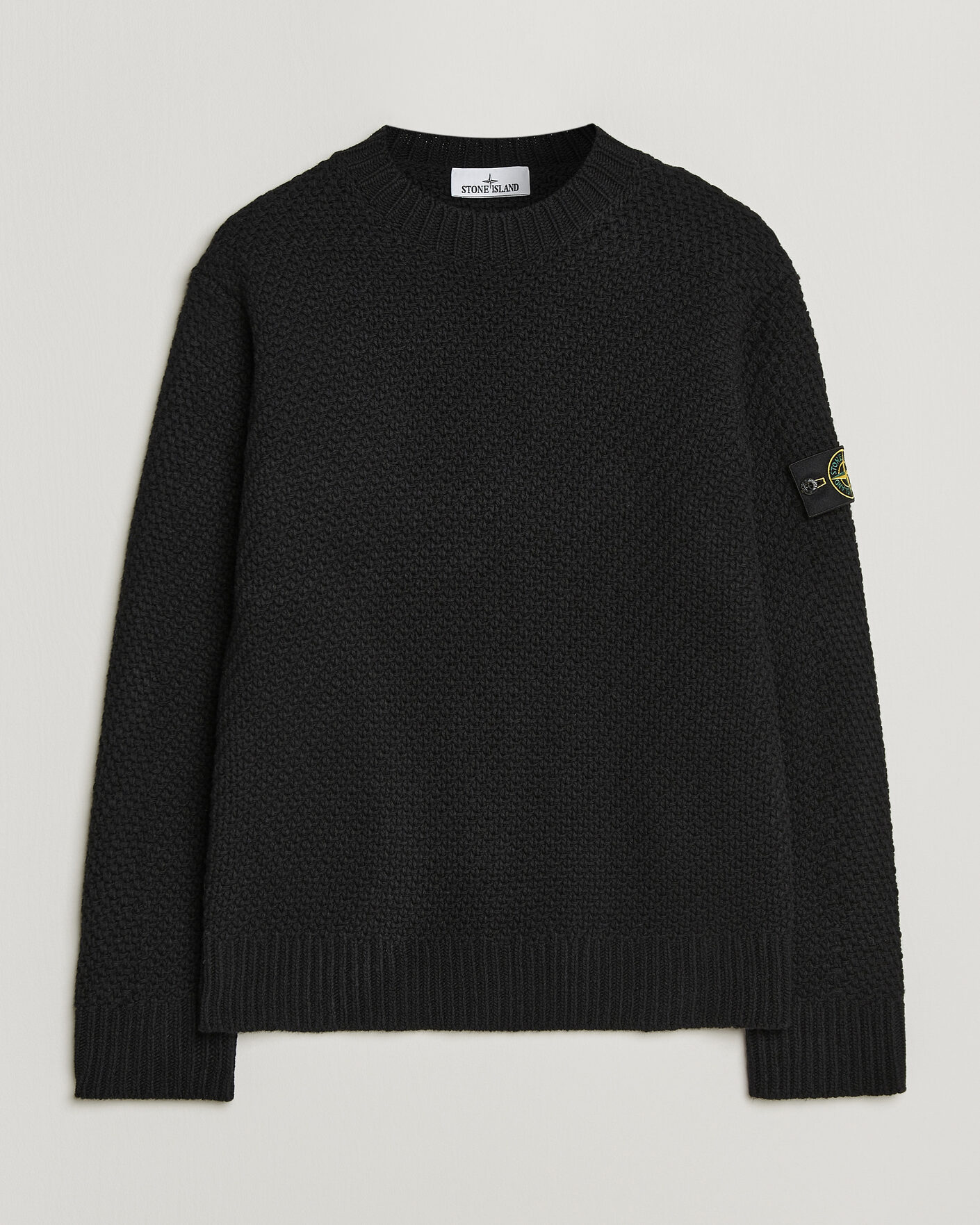 Uomini | Maglieria | Stone Island | Basket Stitch Lambswool Crew Neck Black
