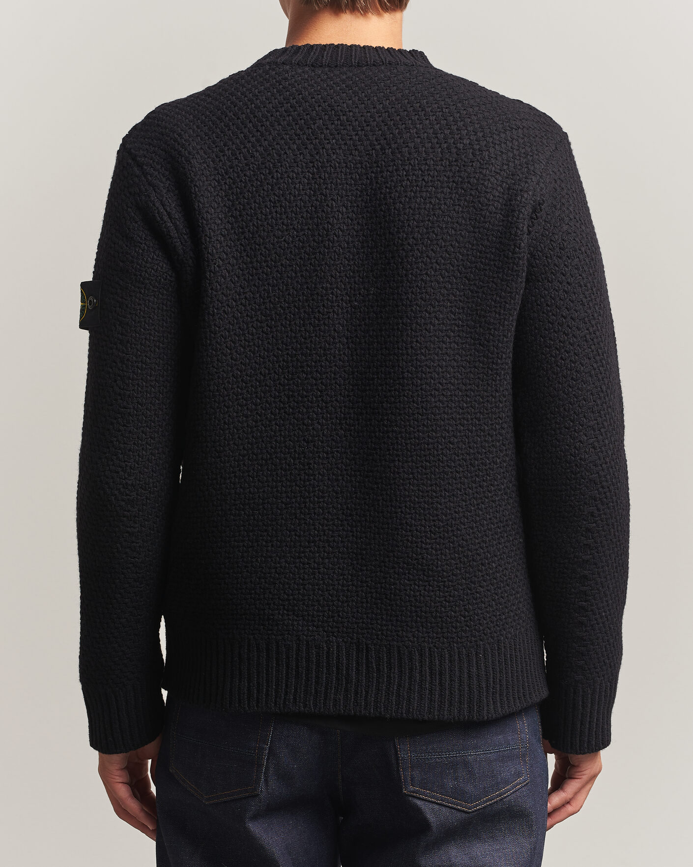 Uomini | Maglieria | Stone Island | Basket Stitch Lambswool Crew Neck Black
