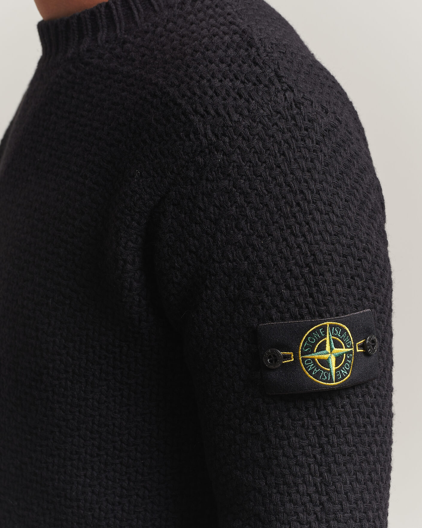 Uomini | Maglieria | Stone Island | Basket Stitch Lambswool Crew Neck Black
