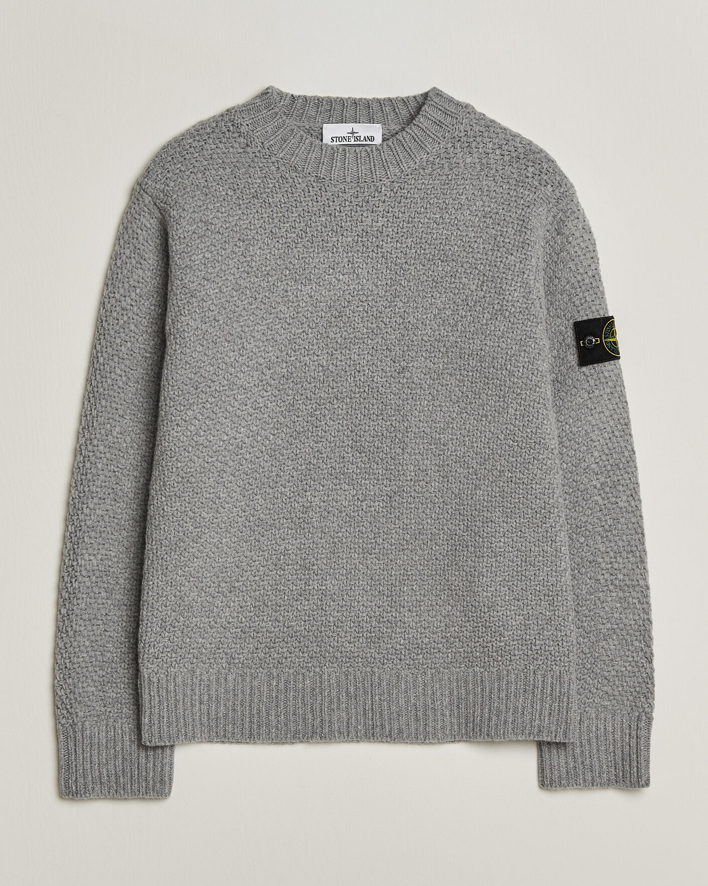 Uomini | Maglieria | Stone Island | Basket Stitch Lambswool Crew Neck Grey Melange