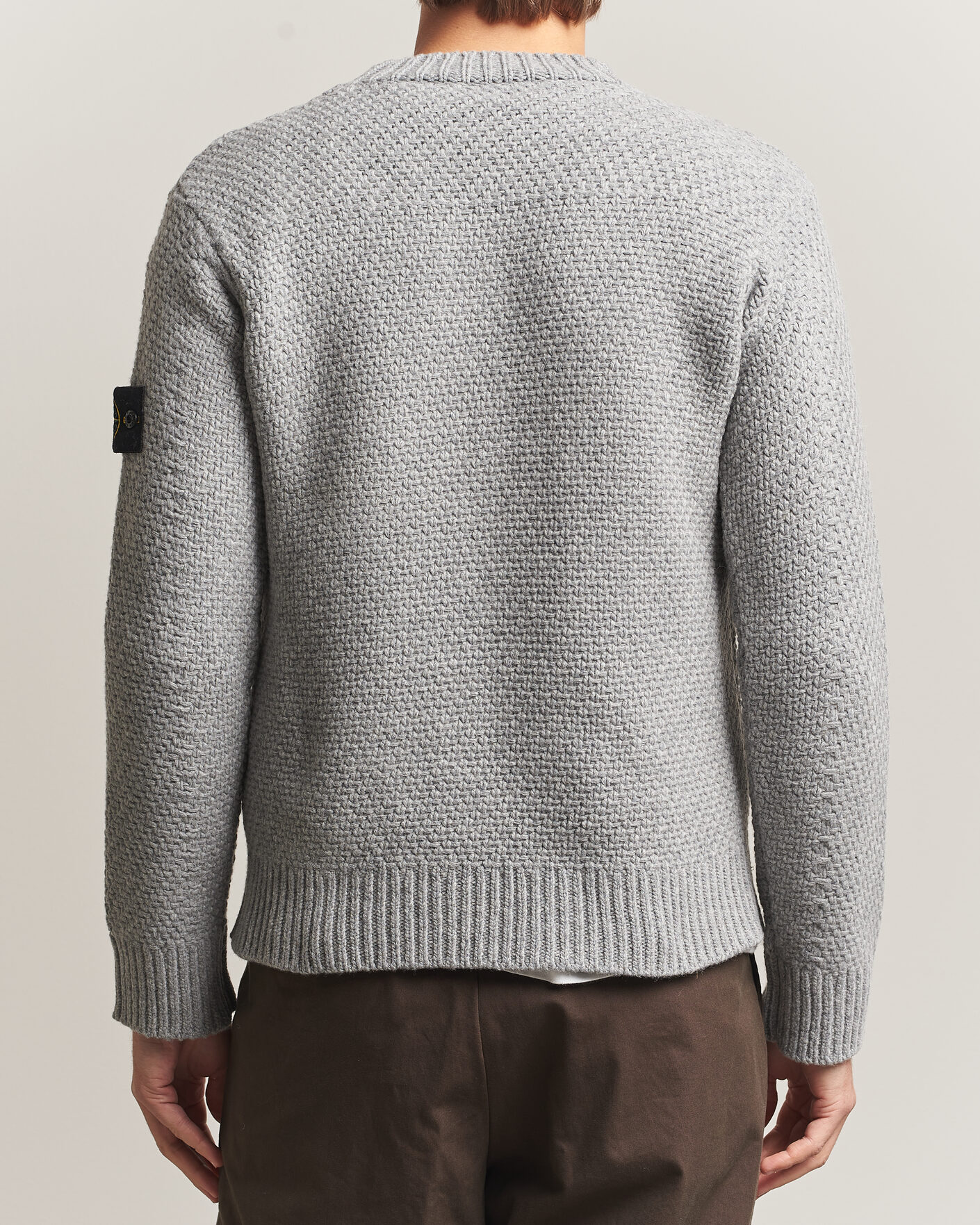 Uomini | Maglieria | Stone Island | Basket Stitch Lambswool Crew Neck Grey Melange