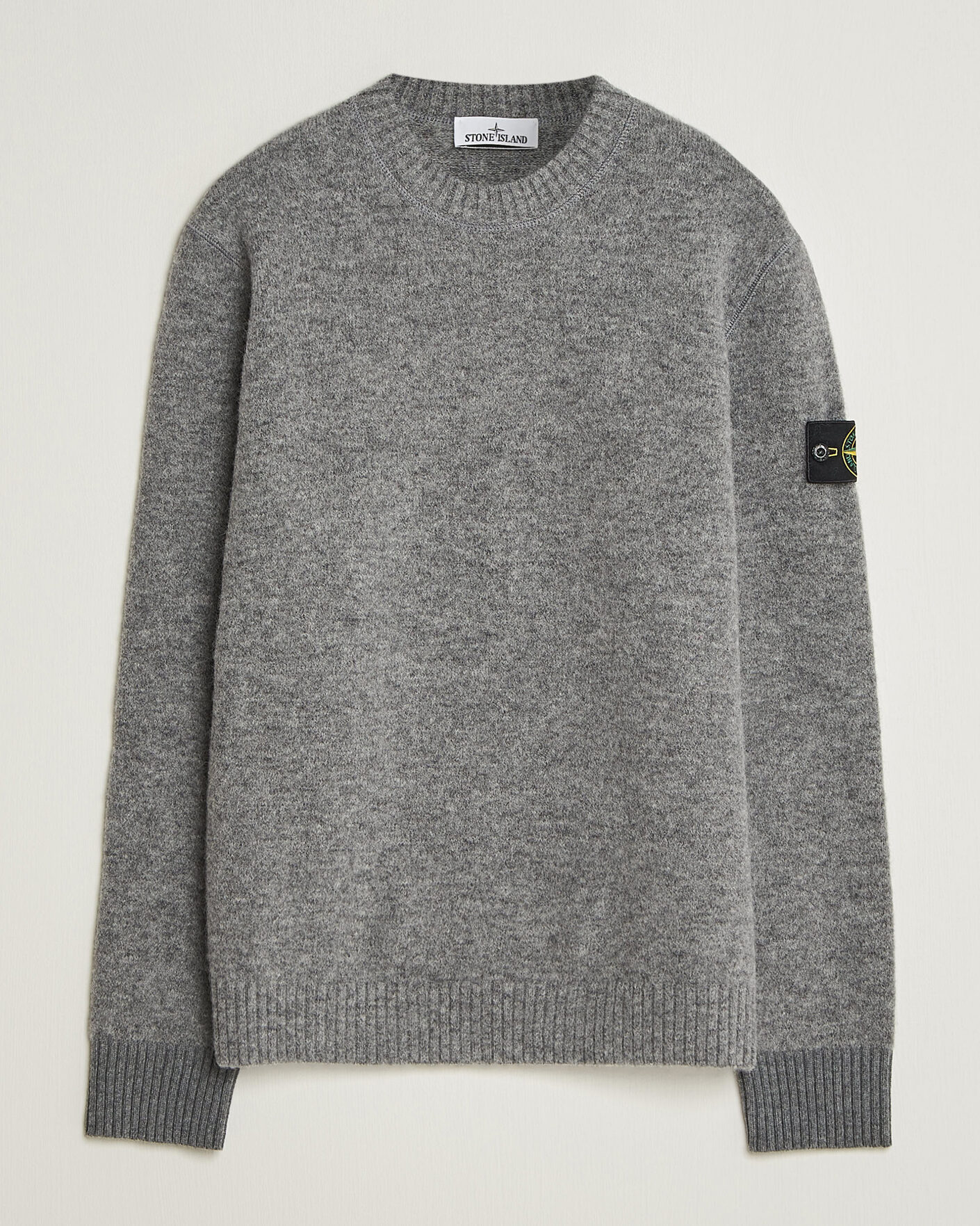 Uomini | Maglieria | Stone Island | Baby Alpaca Blend Contrast Crew Grey Melange