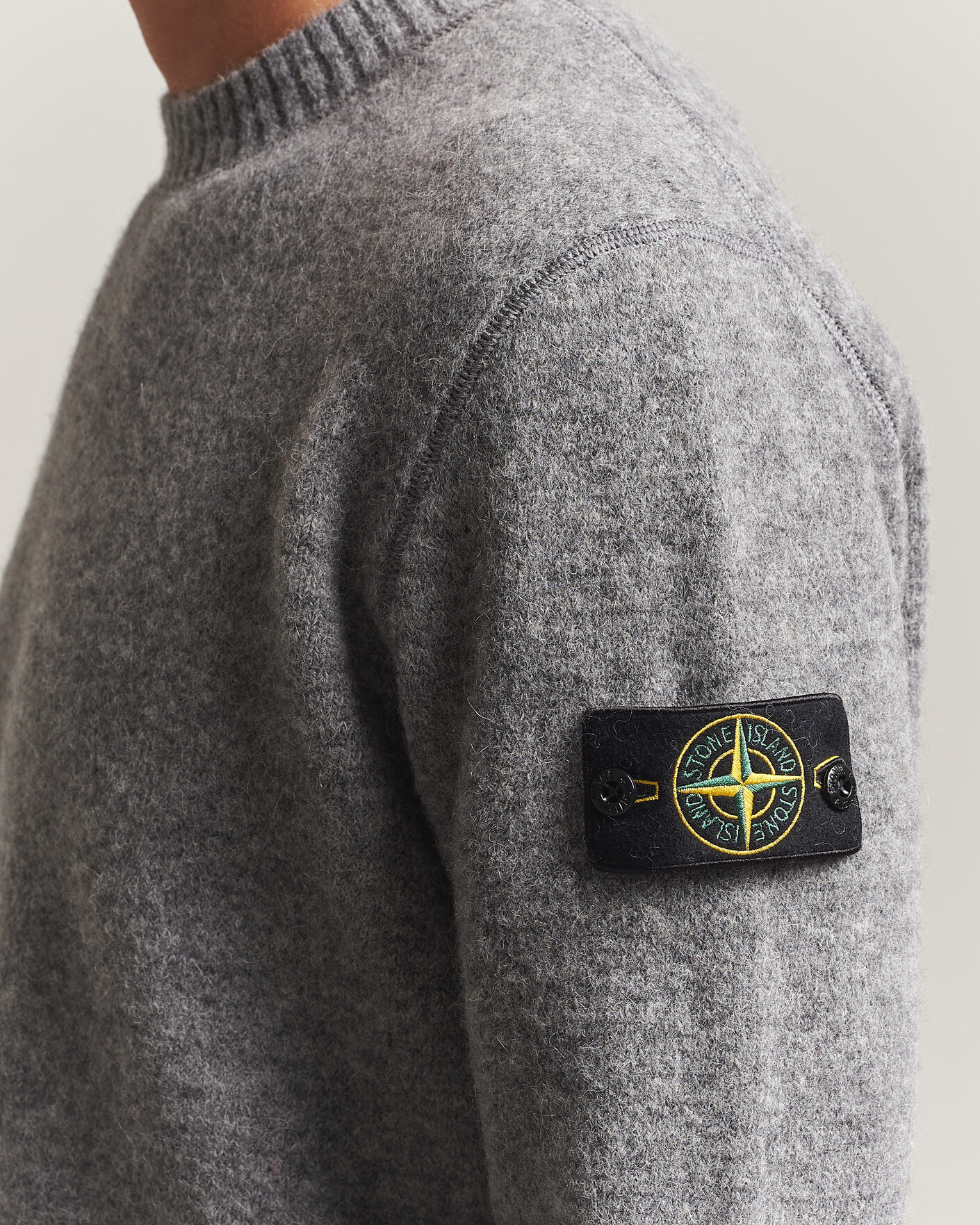 Uomini | Maglieria | Stone Island | Baby Alpaca Blend Contrast Crew Grey Melange