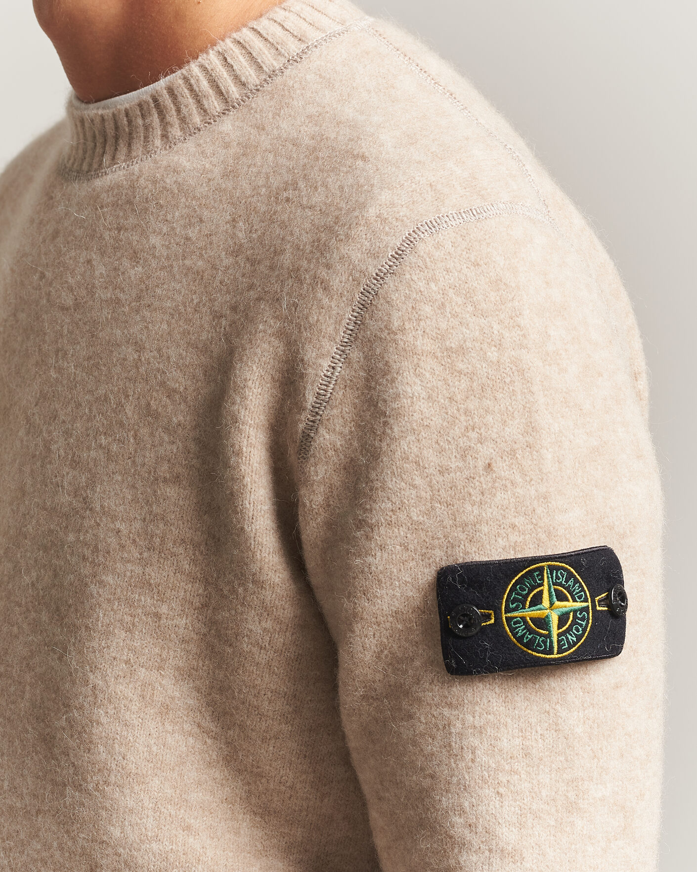 Uomini | Maglieria | Stone Island | Baby Alpaca Blend Contrast Crew Beige Melange