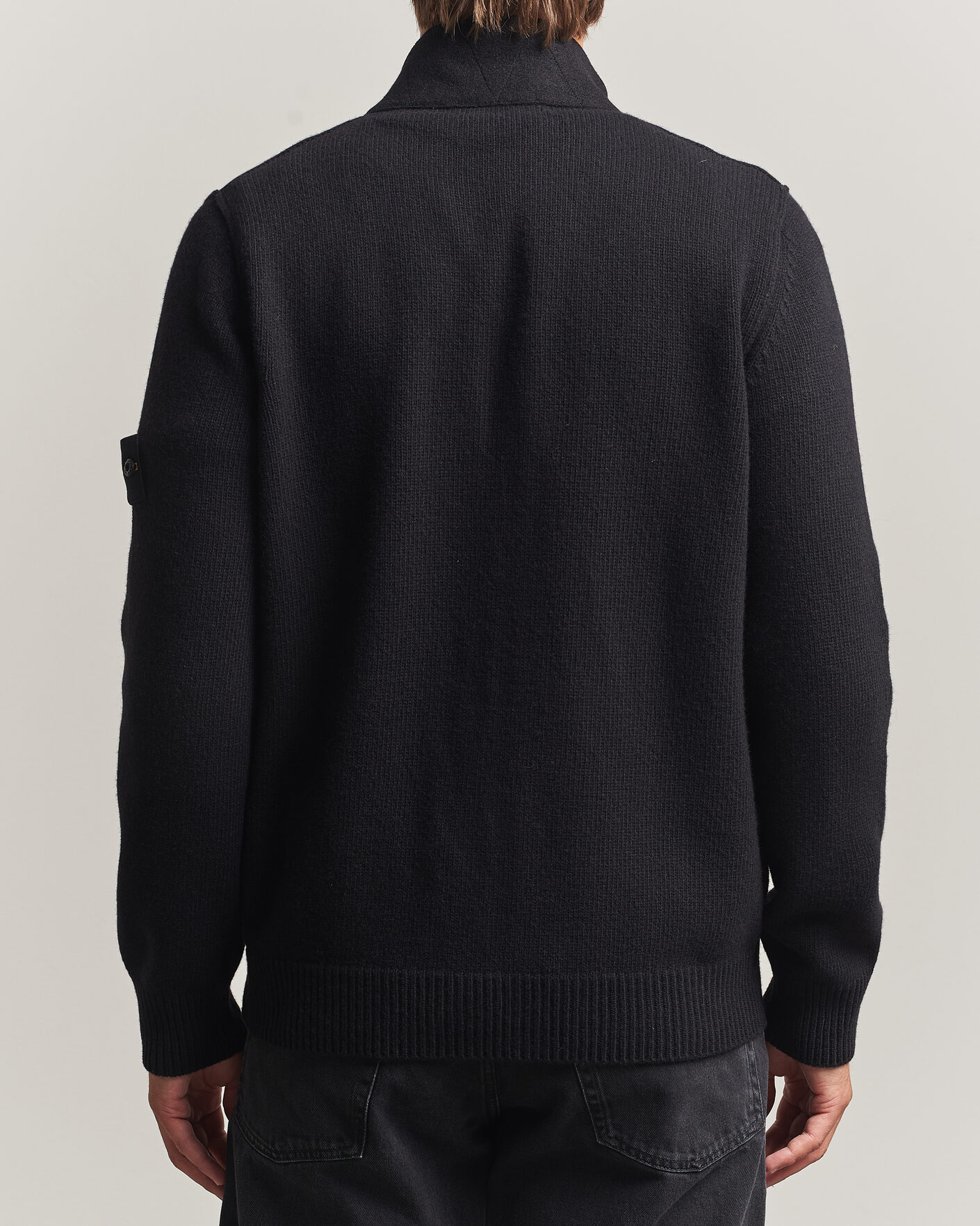 Uomini | Maglieria | Stone Island | Knitted Lambswool Zip Button Cardigan Black