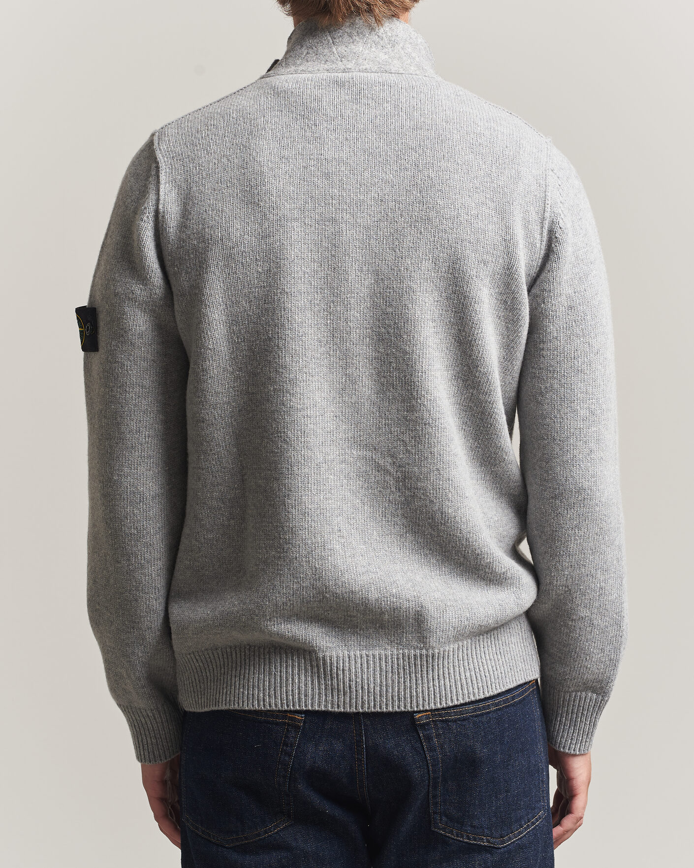 Uomini | Maglieria | Stone Island | Knitted Lambswool Zip Button Cardigan Grey Melange