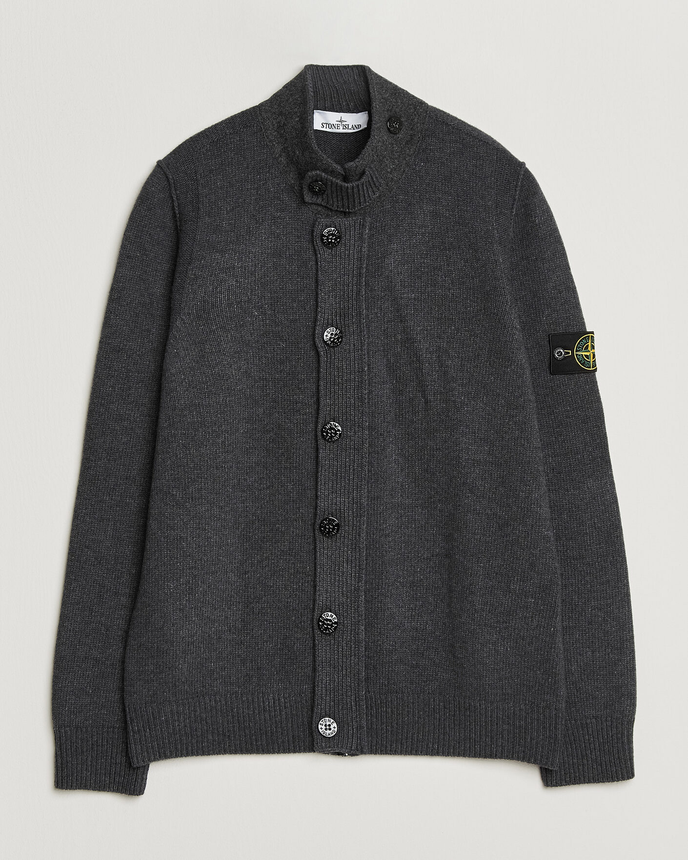 Uomini | Maglieria | Stone Island | Knitted Lambswool Zip Button Cardigan Melange Lead
