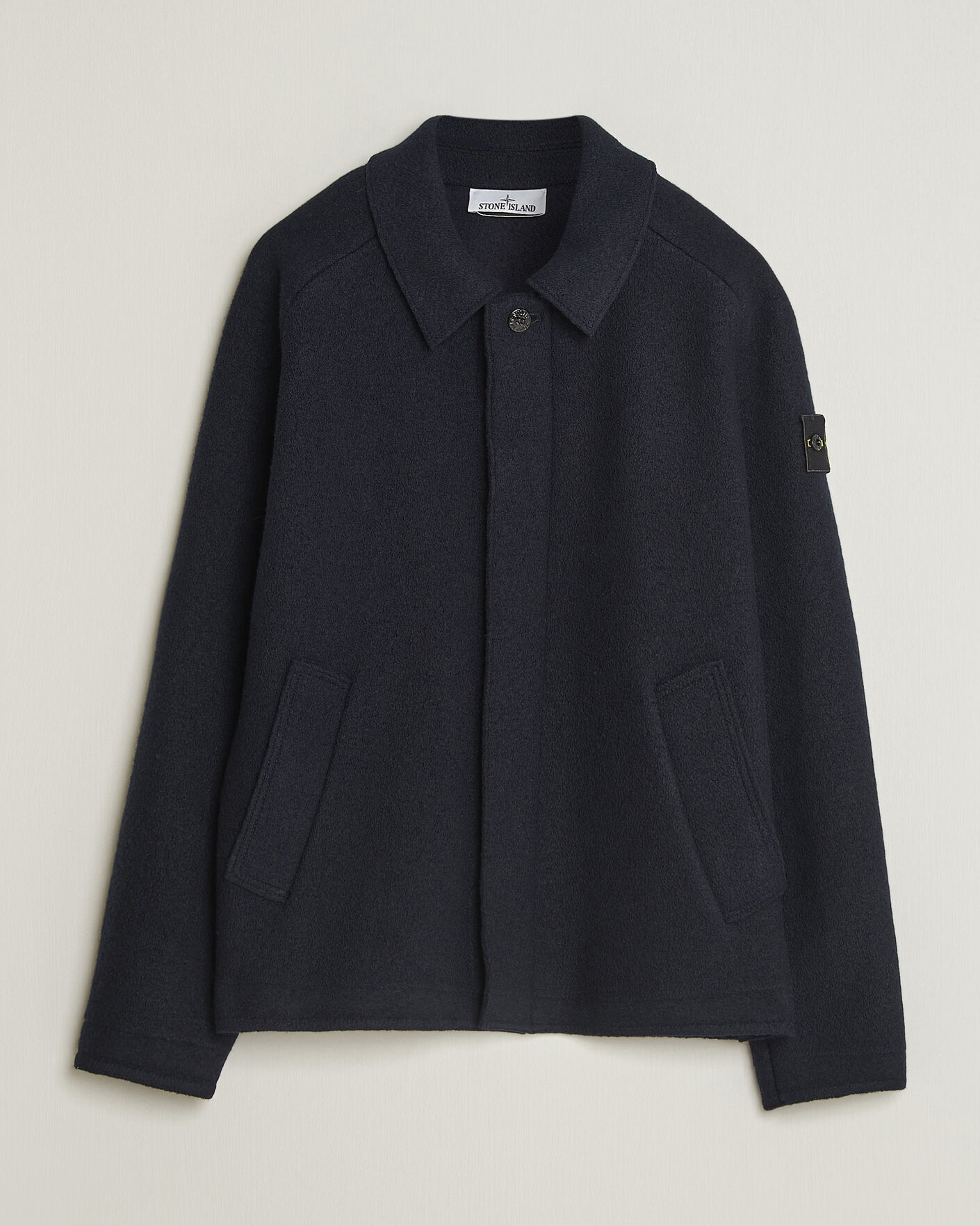 Uomini | Maglieria | Stone Island | Felted Wool Cardigan Navy Blue