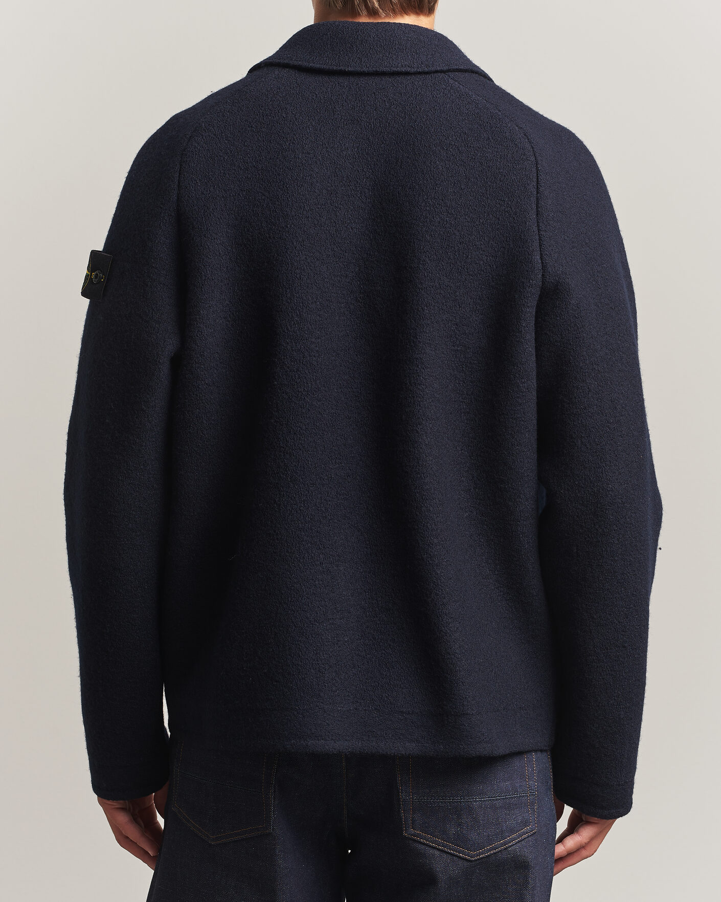 Uomini | Maglieria | Stone Island | Felted Wool Cardigan Navy Blue