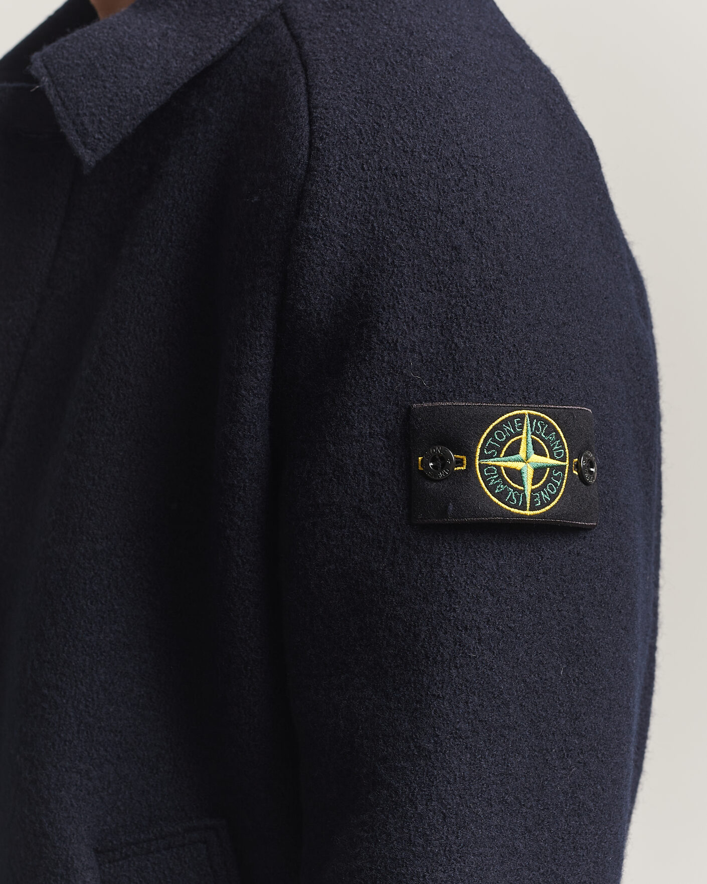 Uomini | Maglieria | Stone Island | Felted Wool Cardigan Navy Blue