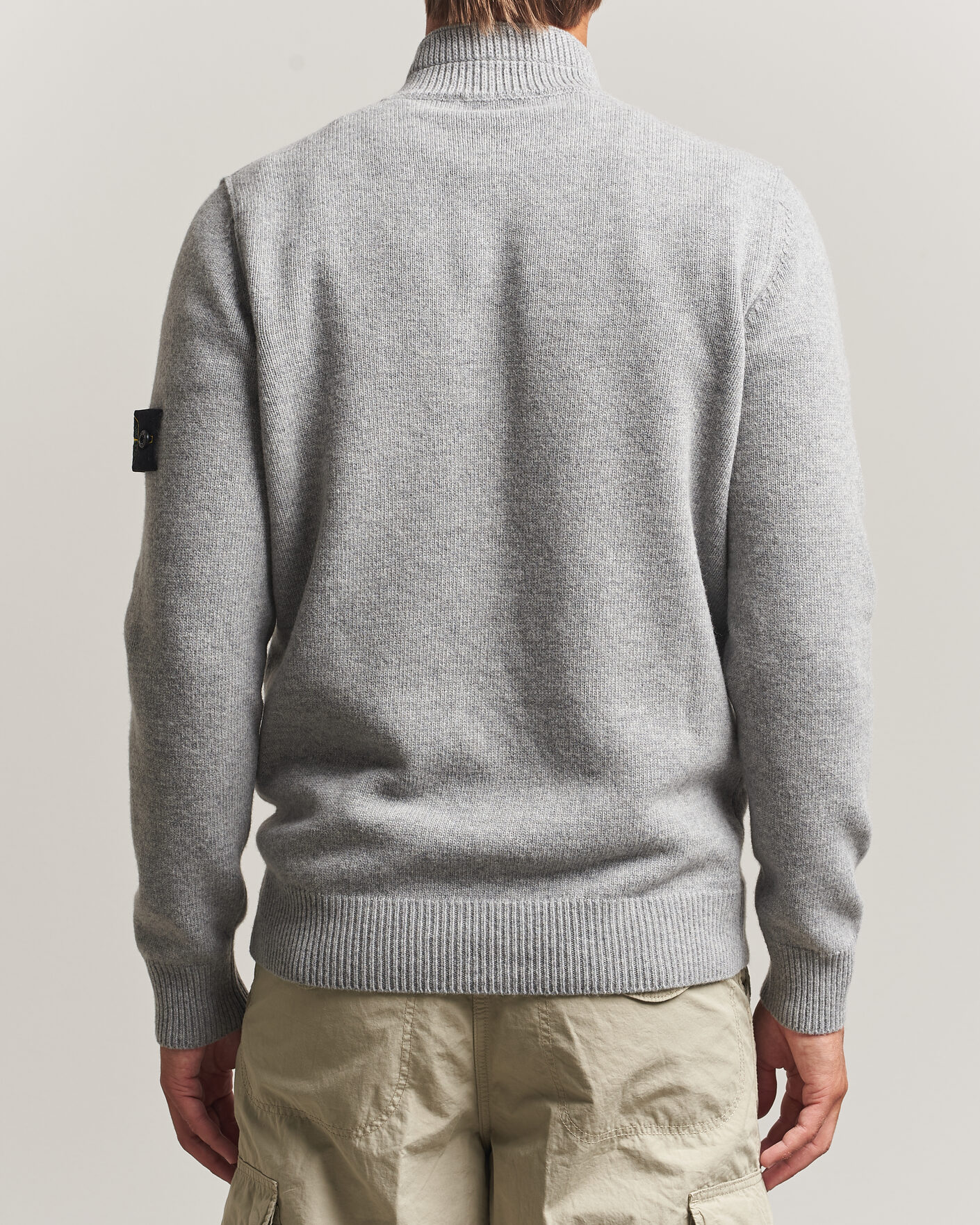 Uomini | Maglieria | Stone Island | Knitted Lambswool Half Button Zip Grey Melange