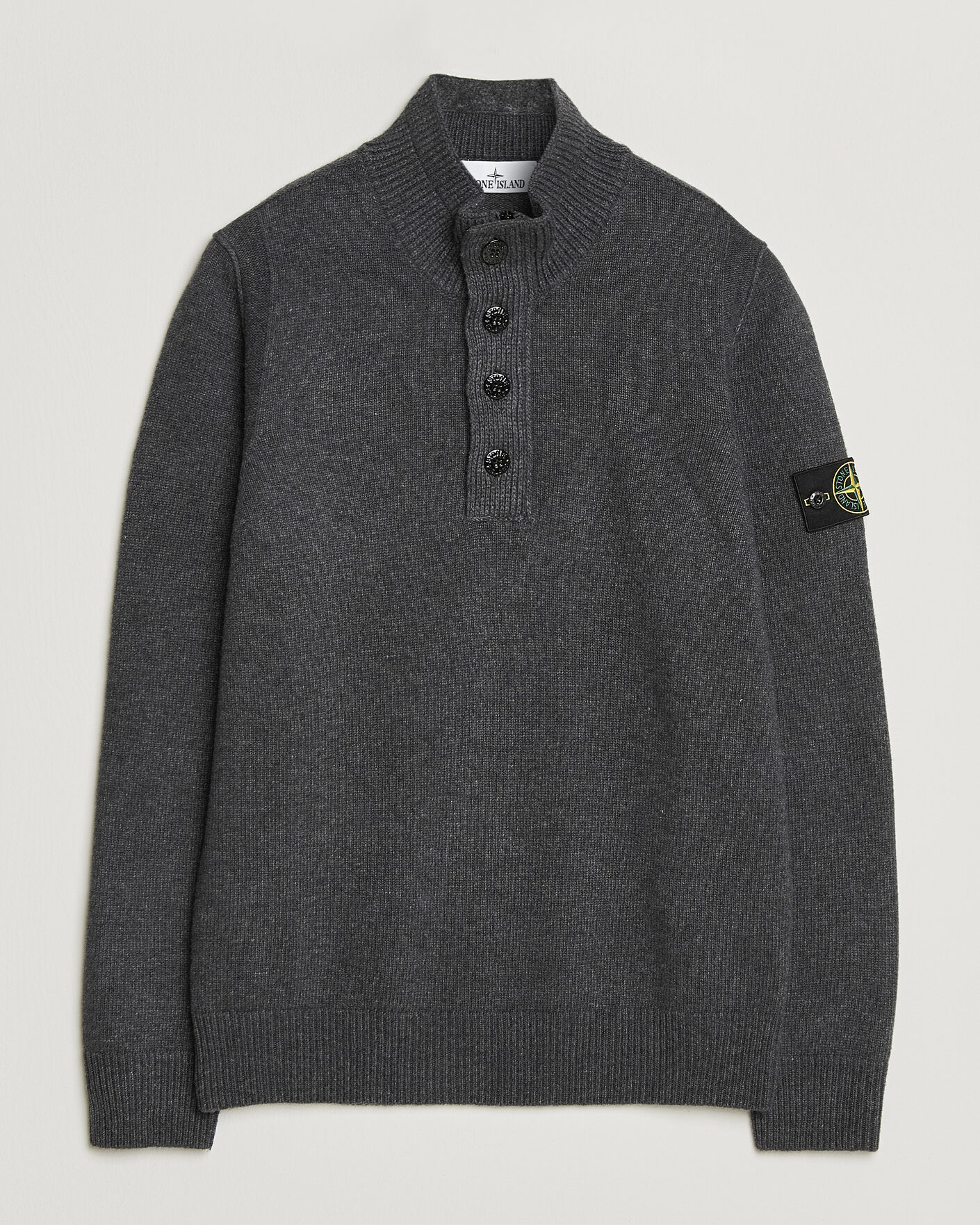 Uomini | Maglieria | Stone Island | Knitted Lambswool Half Button Zip Melange Lead