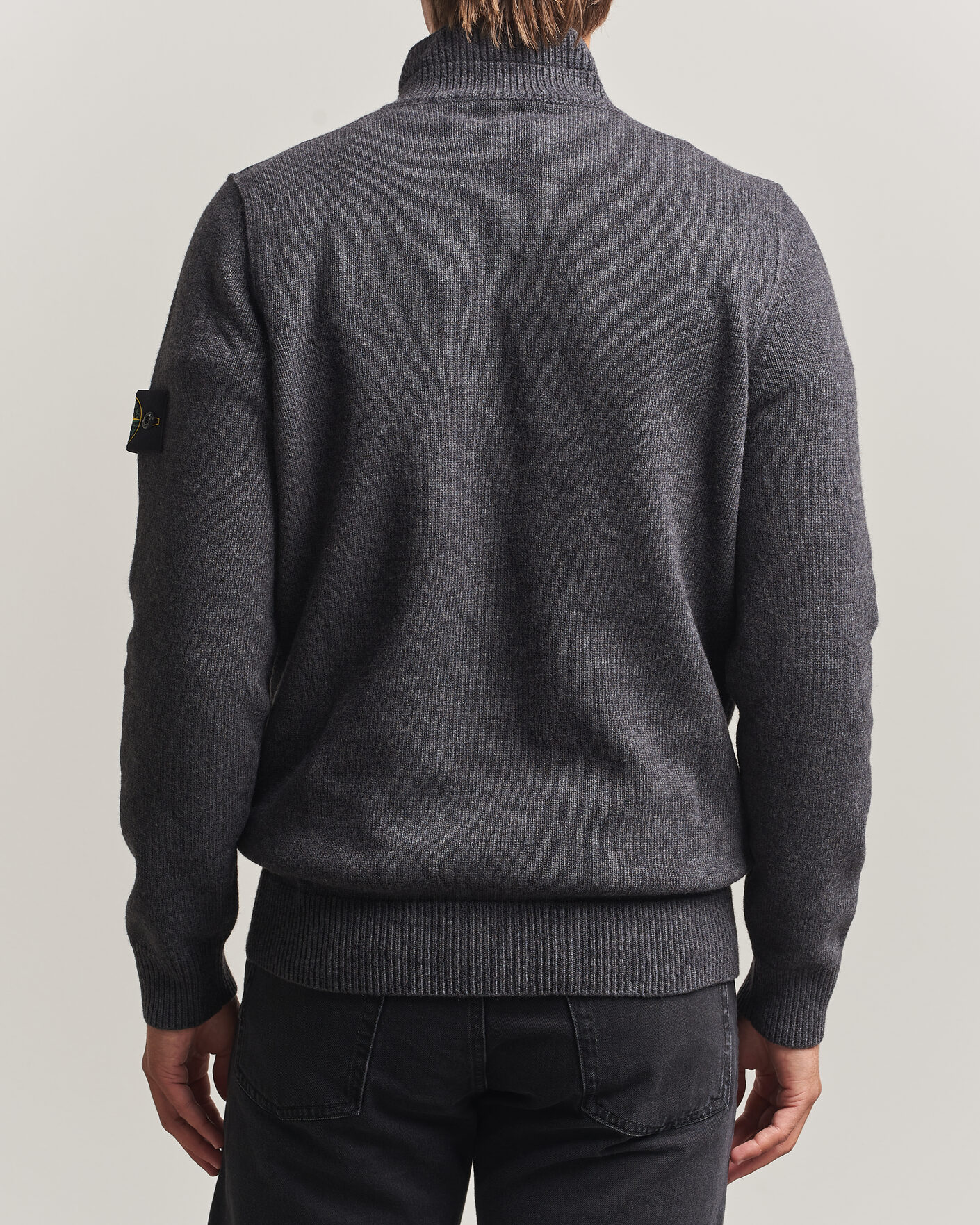 Uomini | Maglieria | Stone Island | Knitted Lambswool Half Button Zip Melange Lead