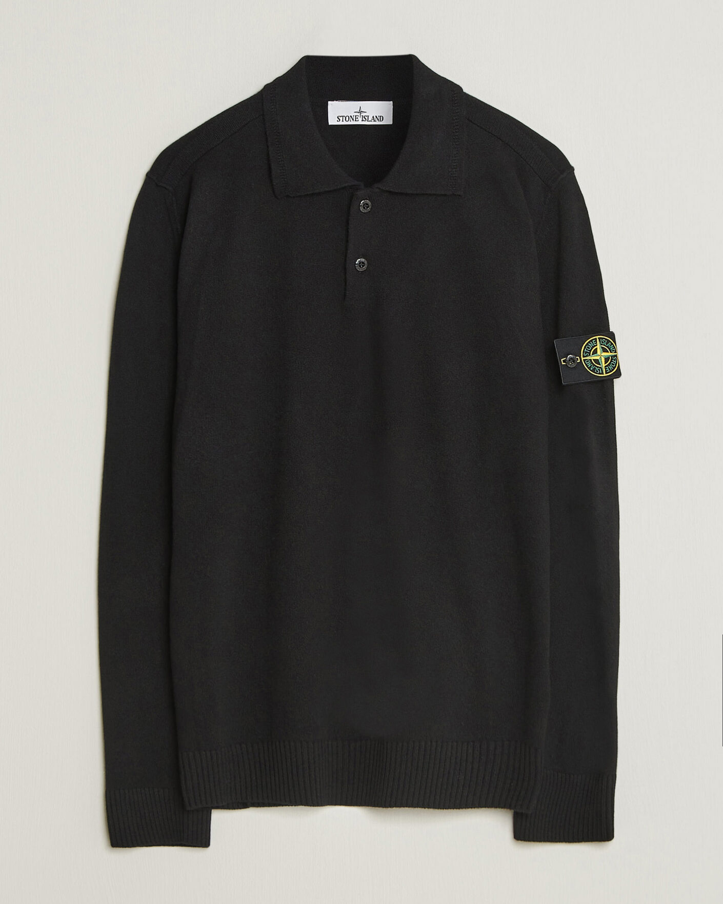 Uomini | Maglieria | Stone Island | Knitted Geelong Wool Polo Black