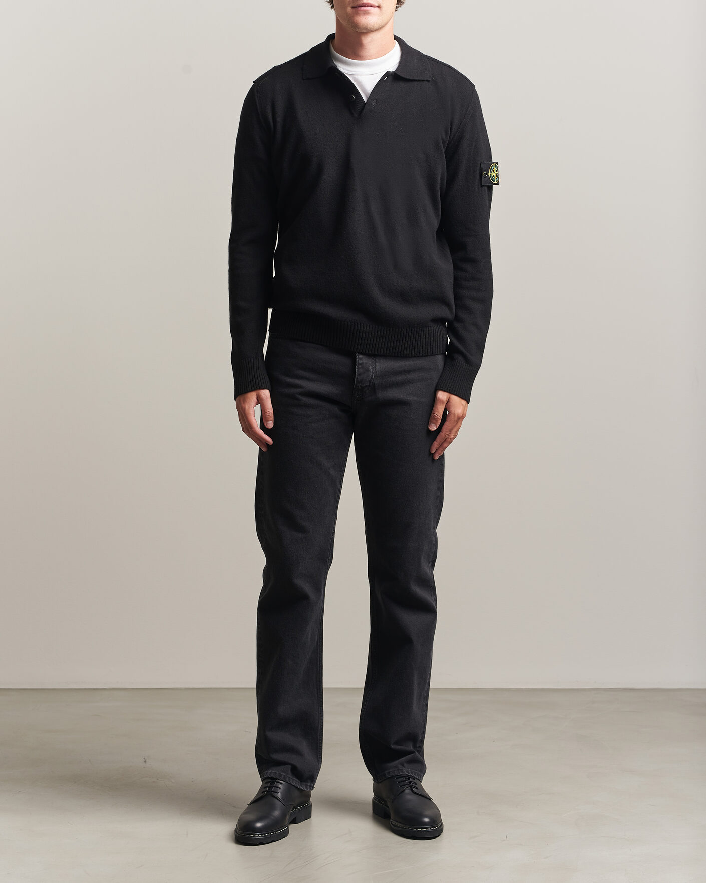 Uomini | Maglieria | Stone Island | Knitted Geelong Wool Polo Black
