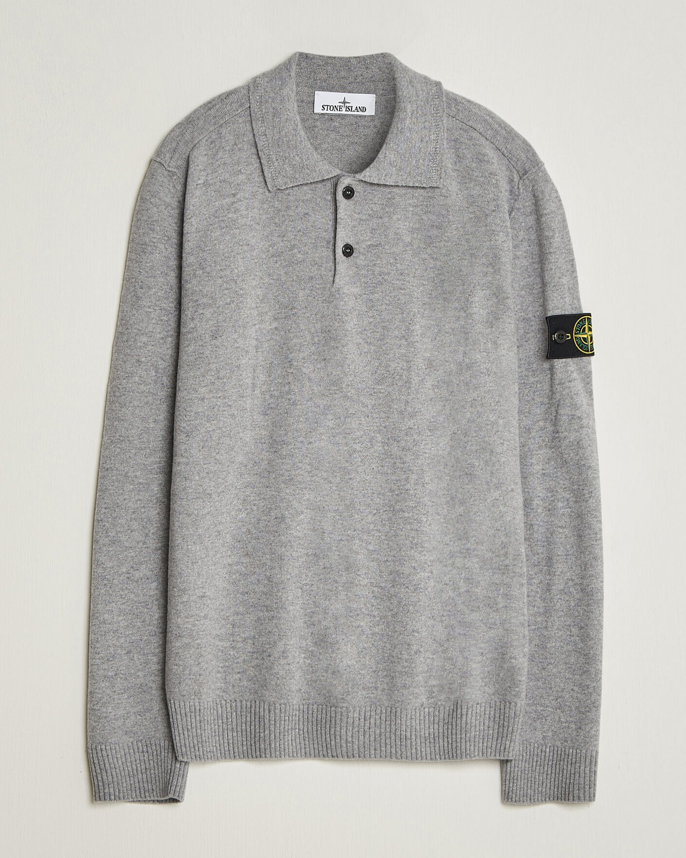 Uomini | Maglieria | Stone Island | Knitted Geelong Wool Polo Grey Melange