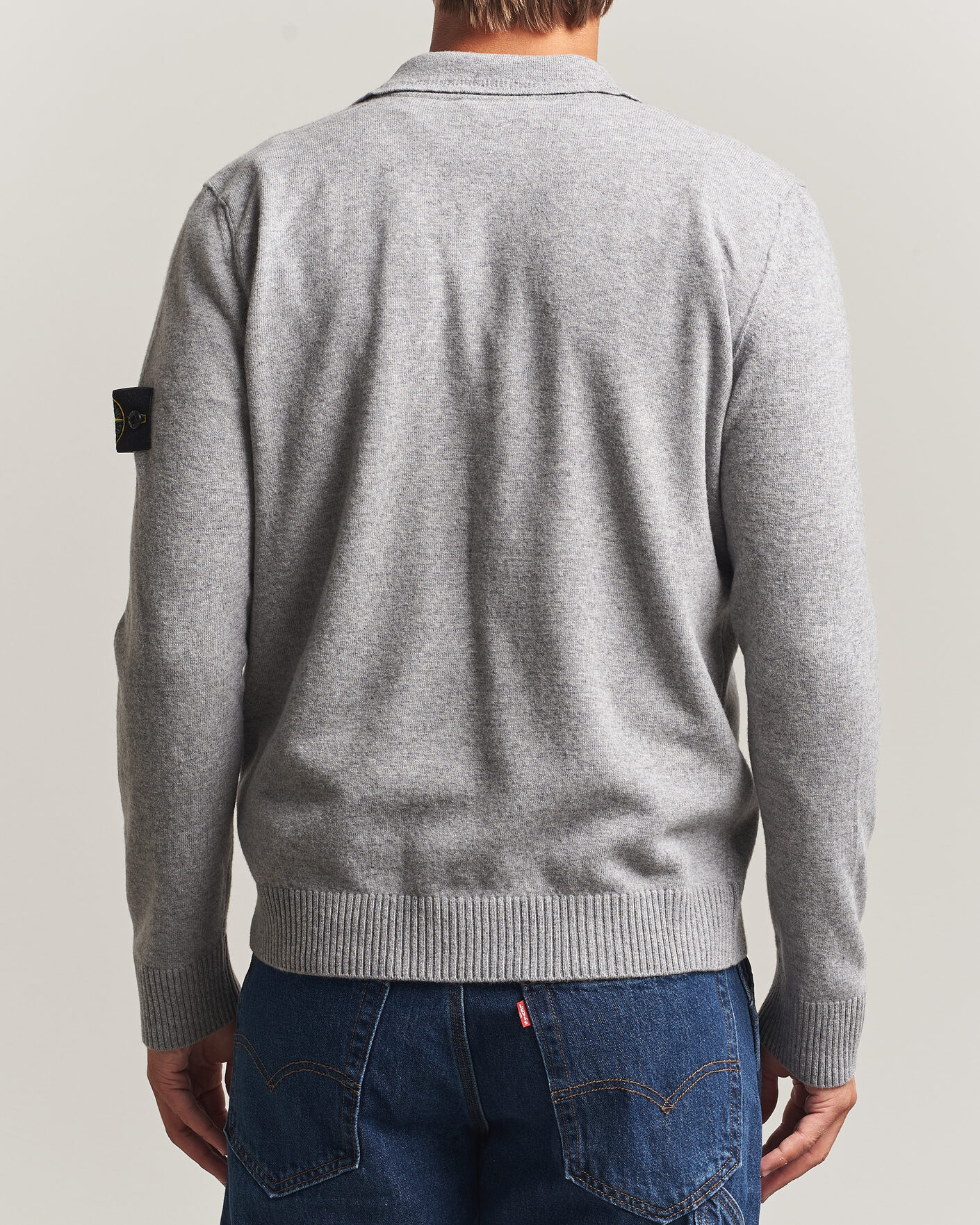 Uomini | Maglieria | Stone Island | Knitted Geelong Wool Polo Grey Melange