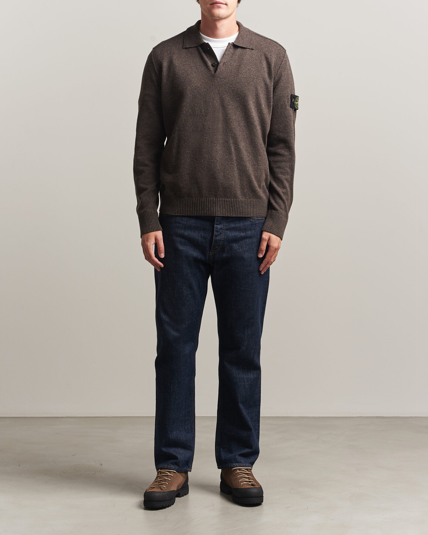 Uomini | Maglieria | Stone Island | Knitted Geelong Wool Polo Melange Lead