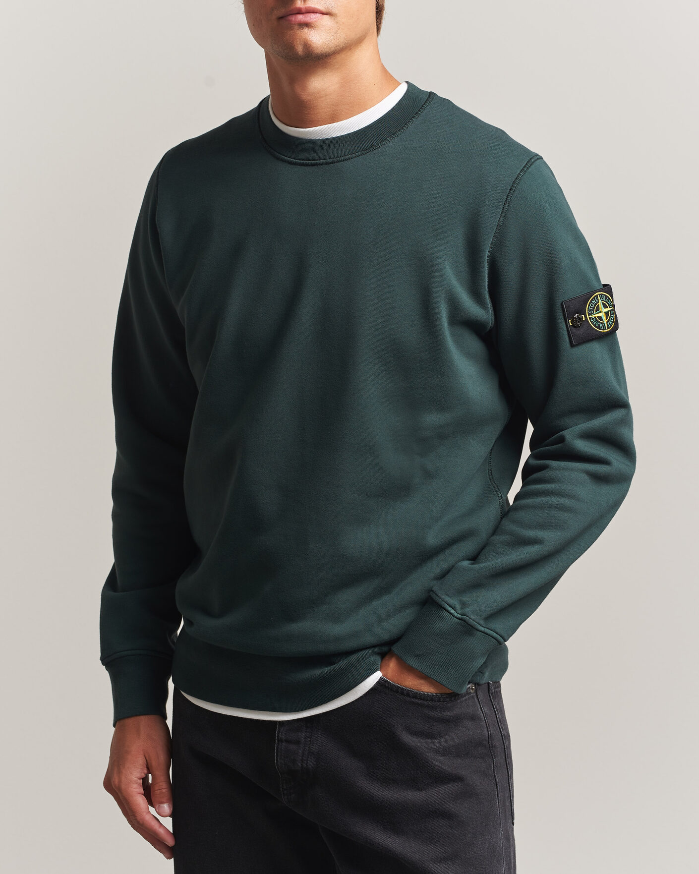 Uomini | Maglieria | Stone Island | Garment Dyed Fleece Sweatshirt Dark Green