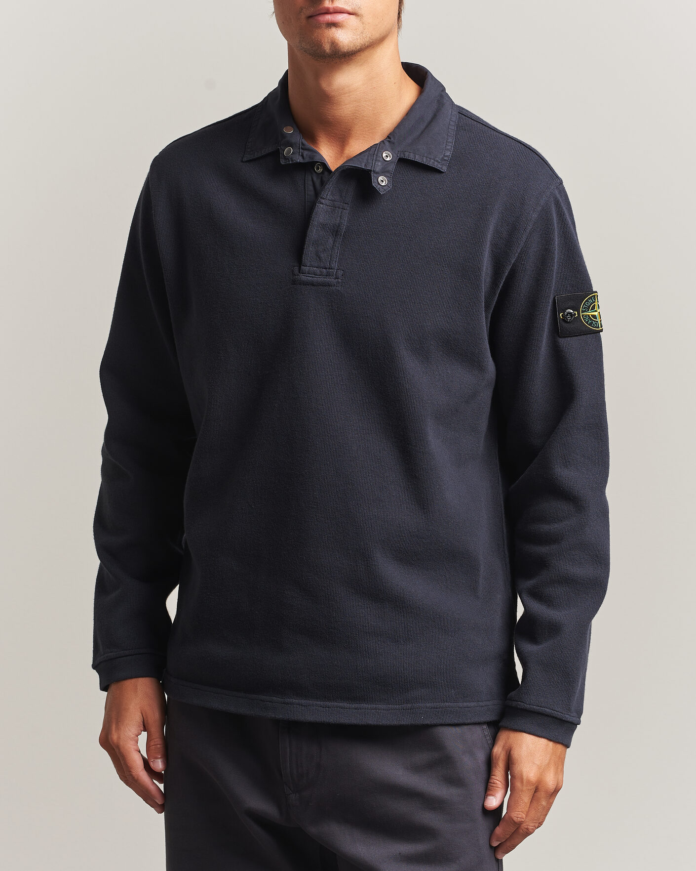 Uomini | Maglieria | Stone Island | Heavy Cotton Jersey Polo Blue Navy