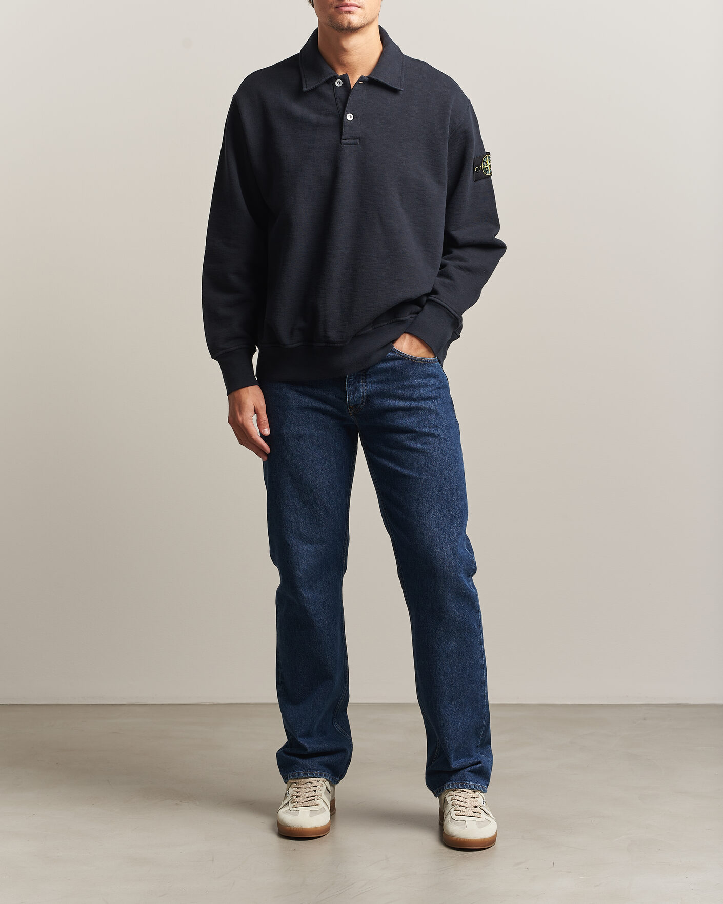 Uomini | Maglieria | Stone Island | Tubular Cotton Fleece Polo Navy Blue