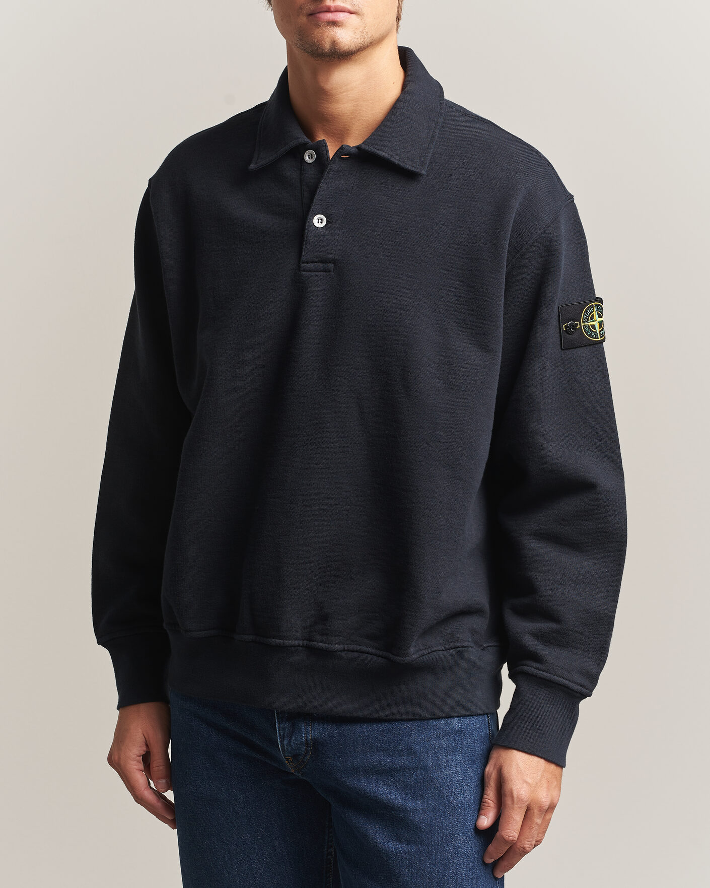 Uomini | Maglieria | Stone Island | Tubular Cotton Fleece Polo Navy Blue