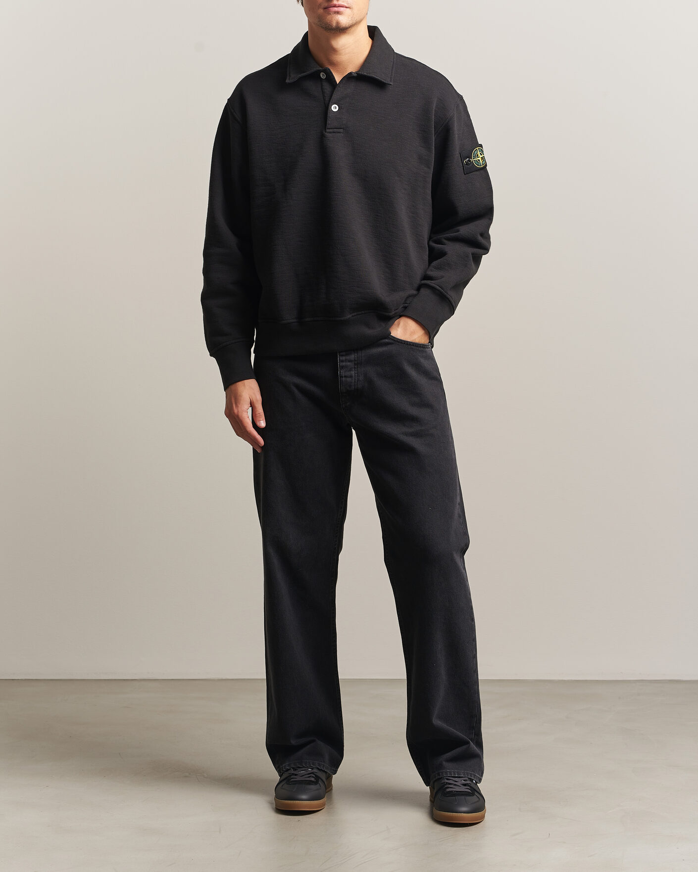 Uomini | Maglieria | Stone Island | Tubular Cotton Fleece Polo Black