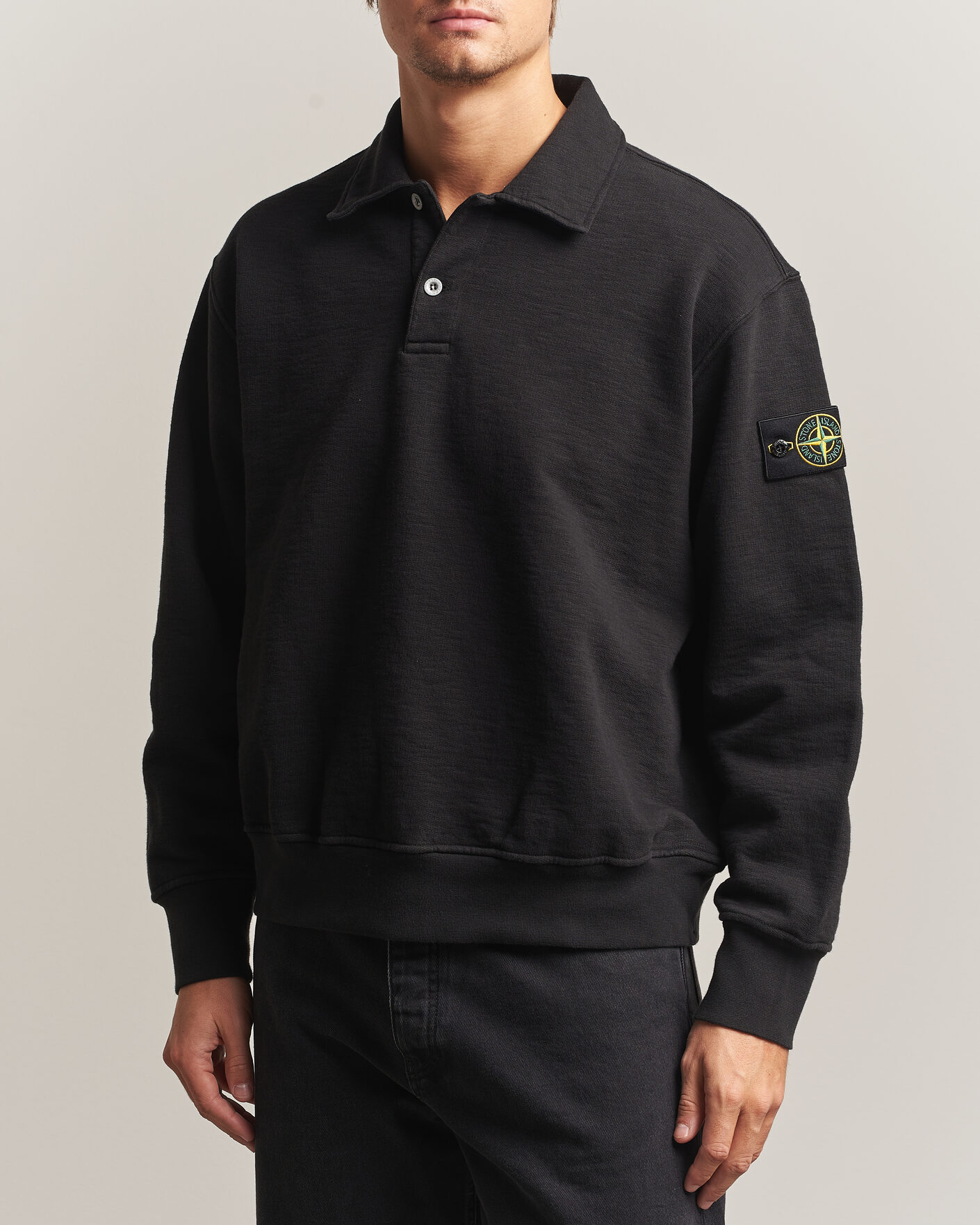 Uomini | Maglieria | Stone Island | Tubular Cotton Fleece Polo Black