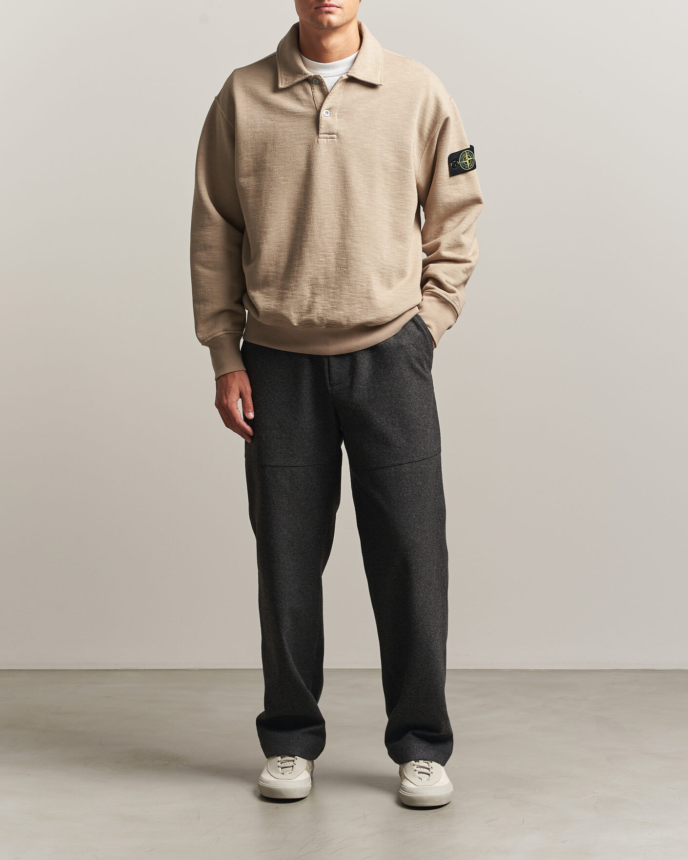 Uomini | Maglieria | Stone Island | Tubular Cotton Fleece Polo Biscuit