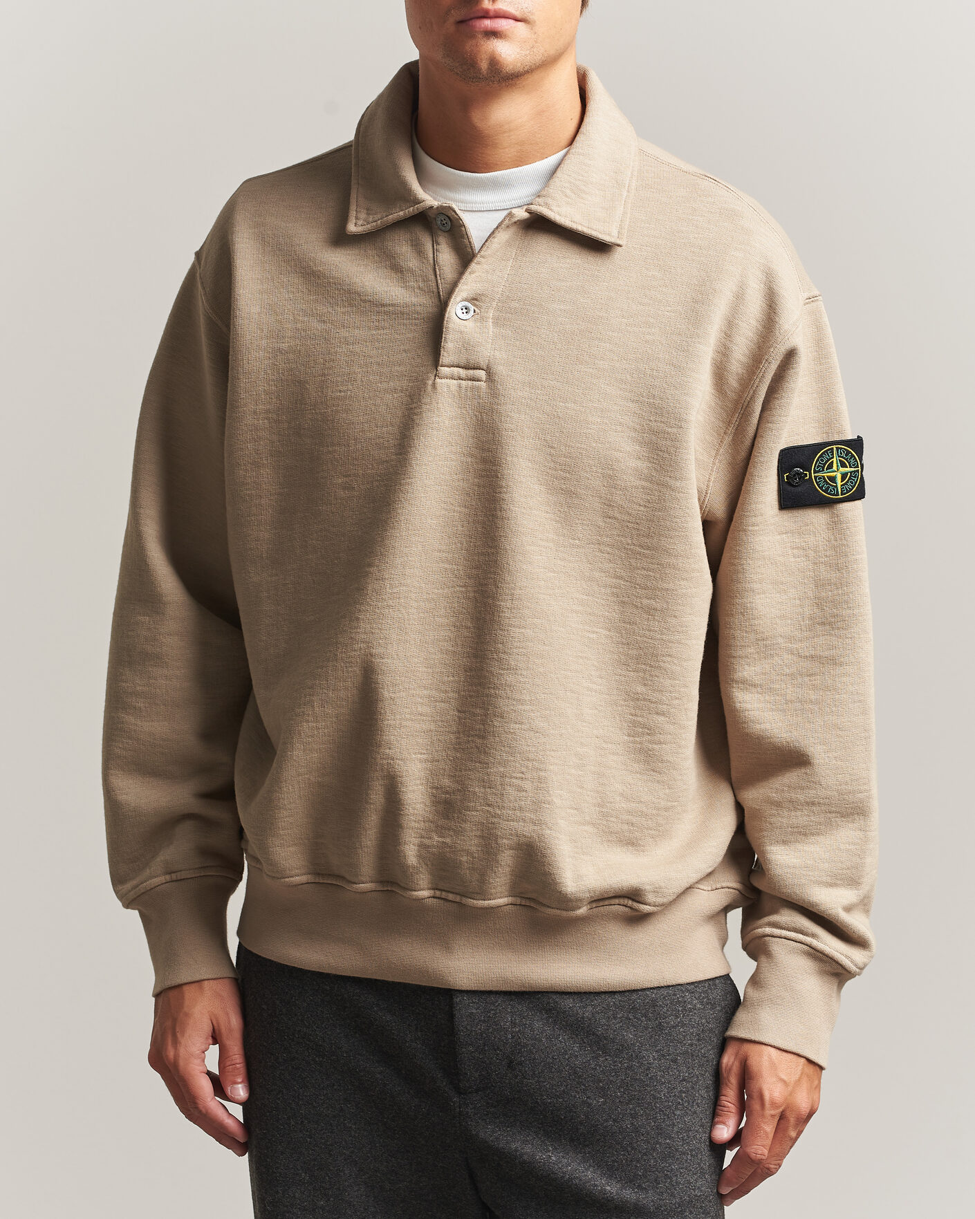 Uomini | Maglieria | Stone Island | Tubular Cotton Fleece Polo Biscuit