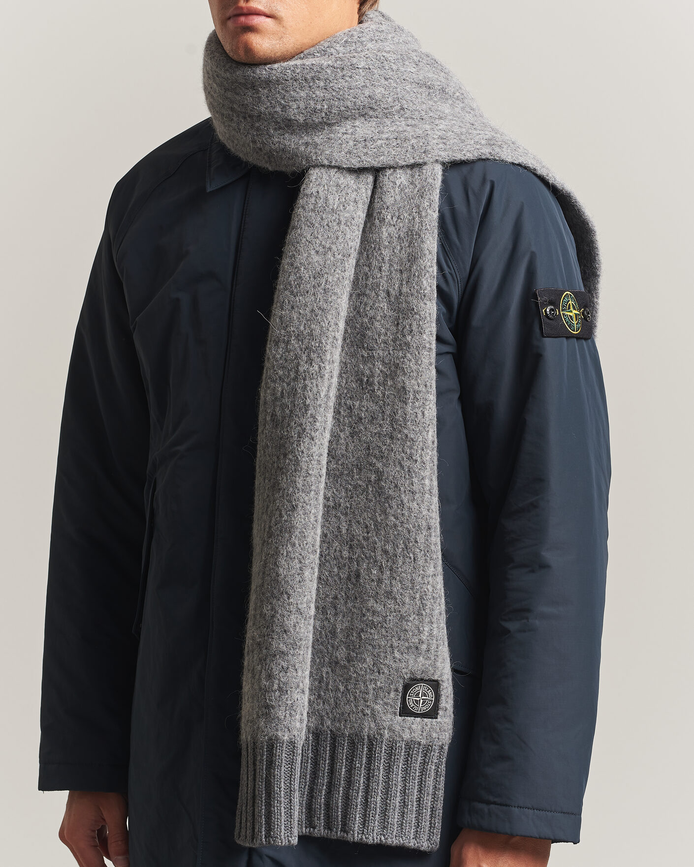Uomini | Sciarpe | Stone Island | Baby Alpaca Blend Scarf Grey Melange