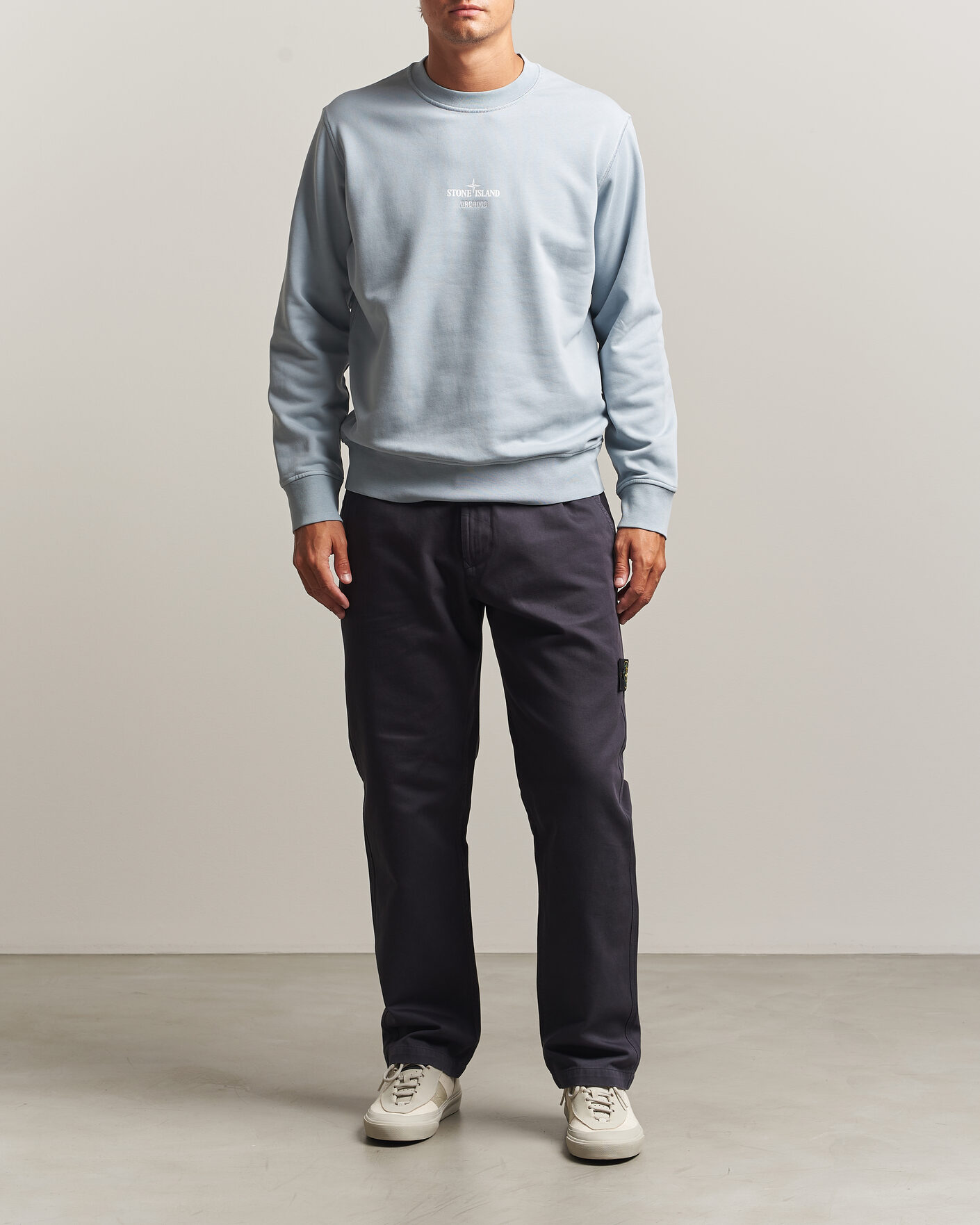 Uomini | Maglieria | Stone Island | Cotton Fleece Archivio Print Sweatshirt Ash Grey