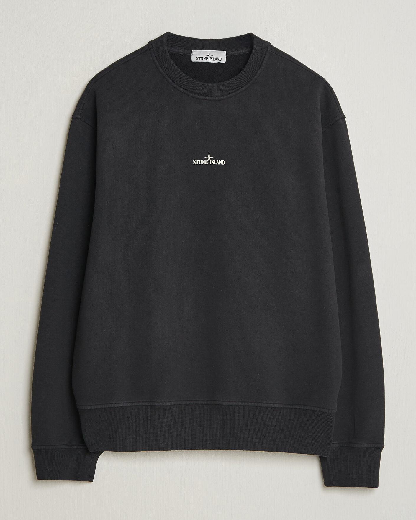 Uomini | Maglieria | Stone Island | Cotton Fleece Blurred Compas Print Sweatshirt Black