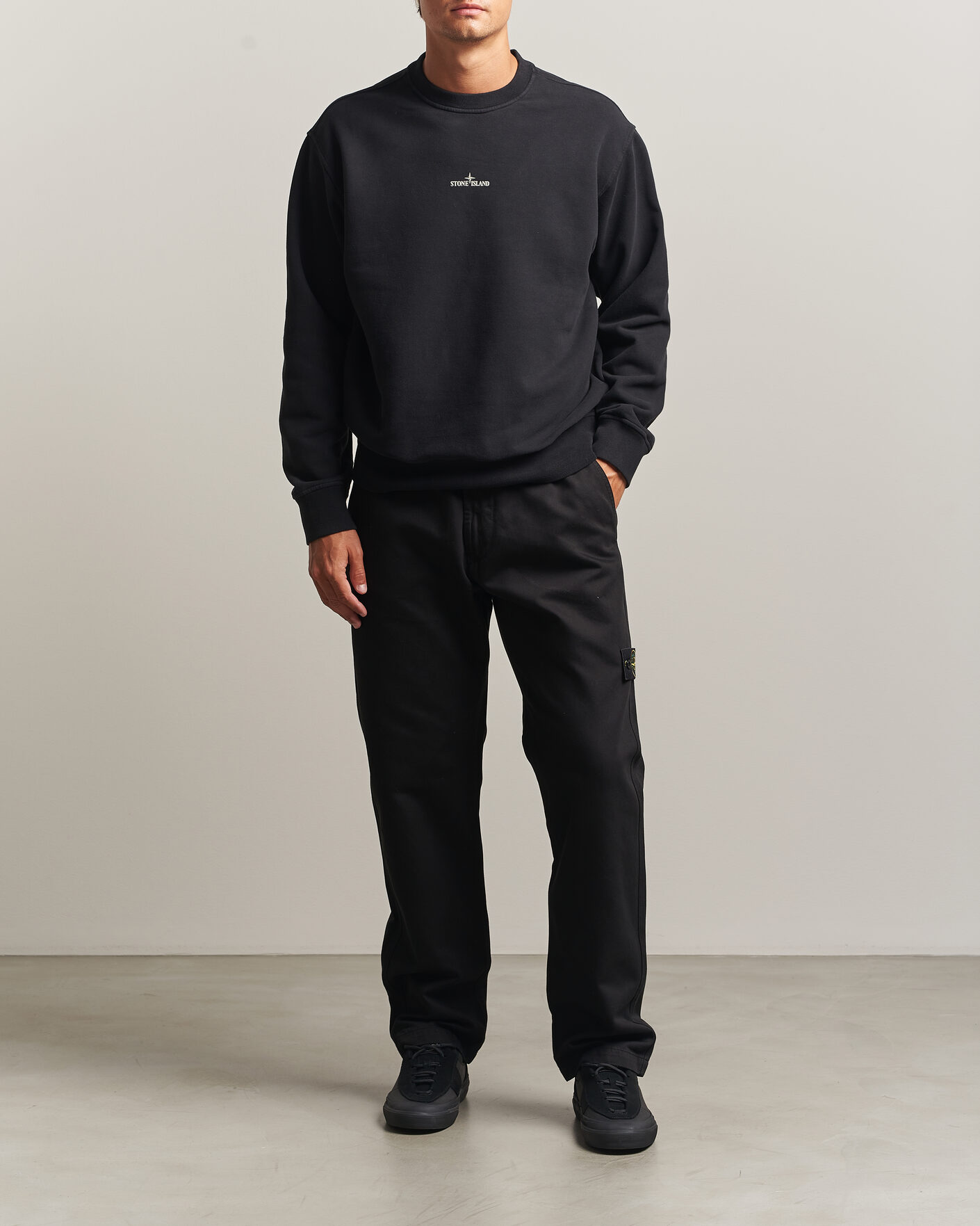 Uomini | Maglieria | Stone Island | Cotton Fleece Blurred Compas Print Sweatshirt Black