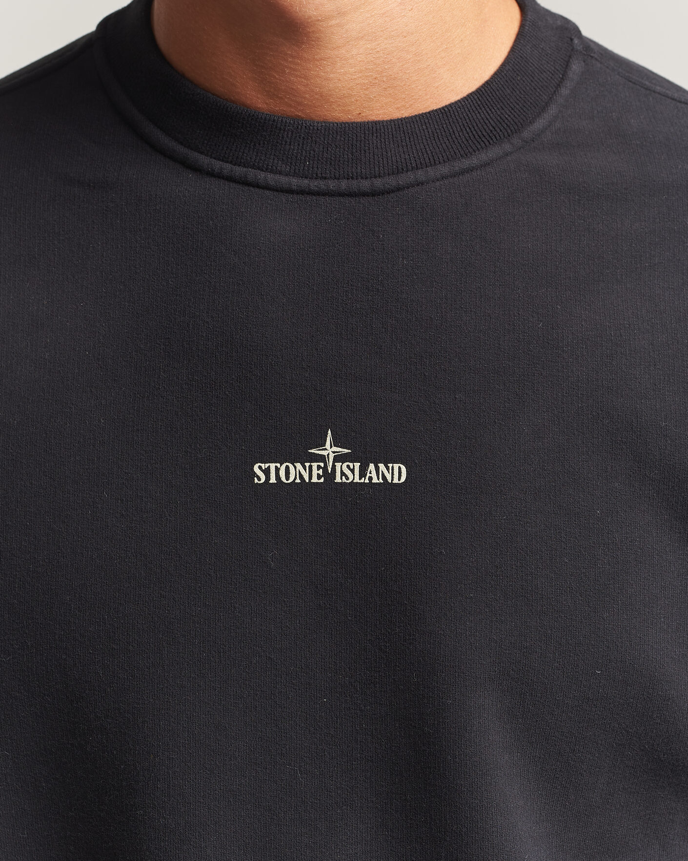 Uomini | Maglieria | Stone Island | Cotton Fleece Blurred Compas Print Sweatshirt Black