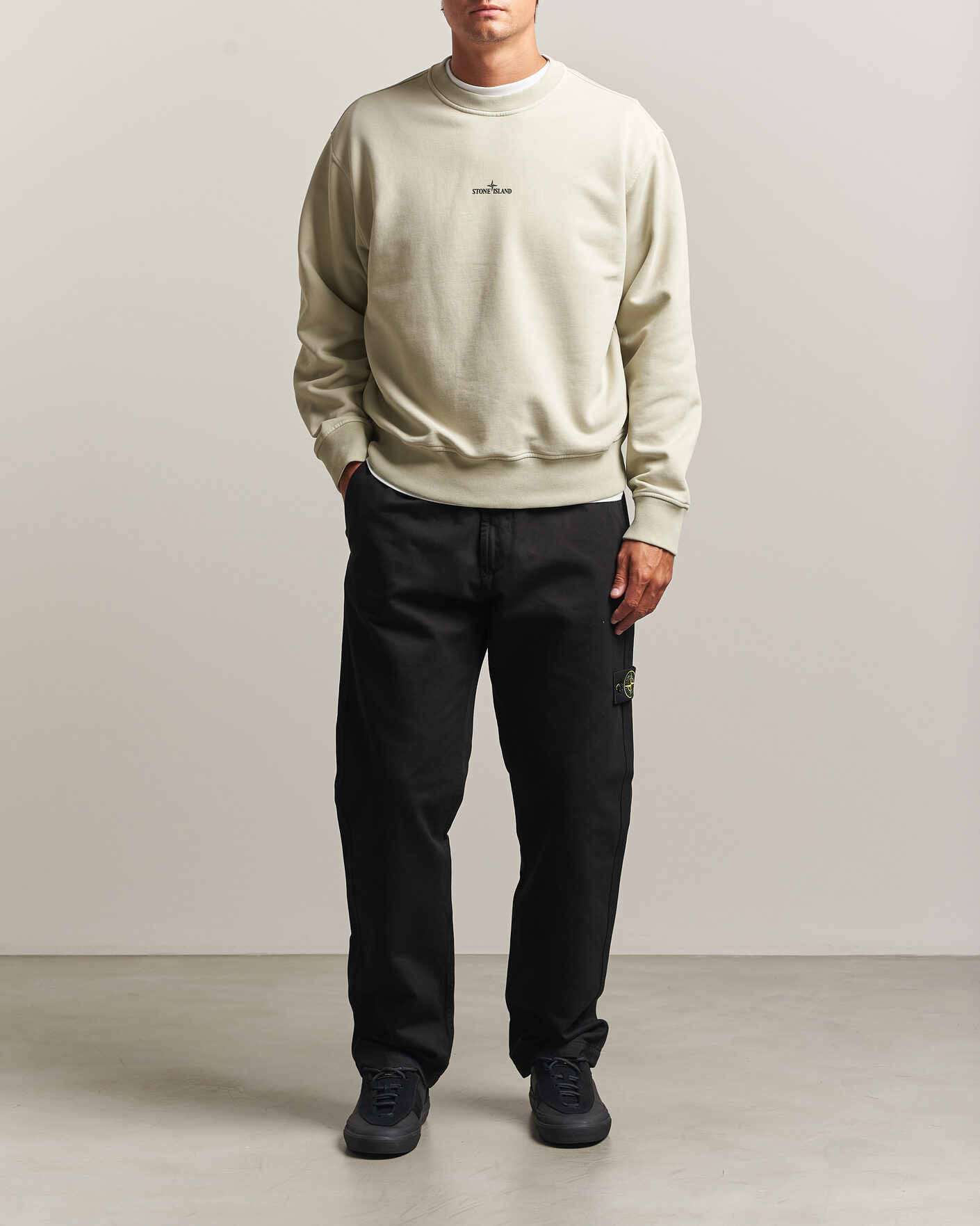 Uomini | Maglieria | Stone Island | Cotton Fleece Blurred Compas Print Sweatshirt Sand