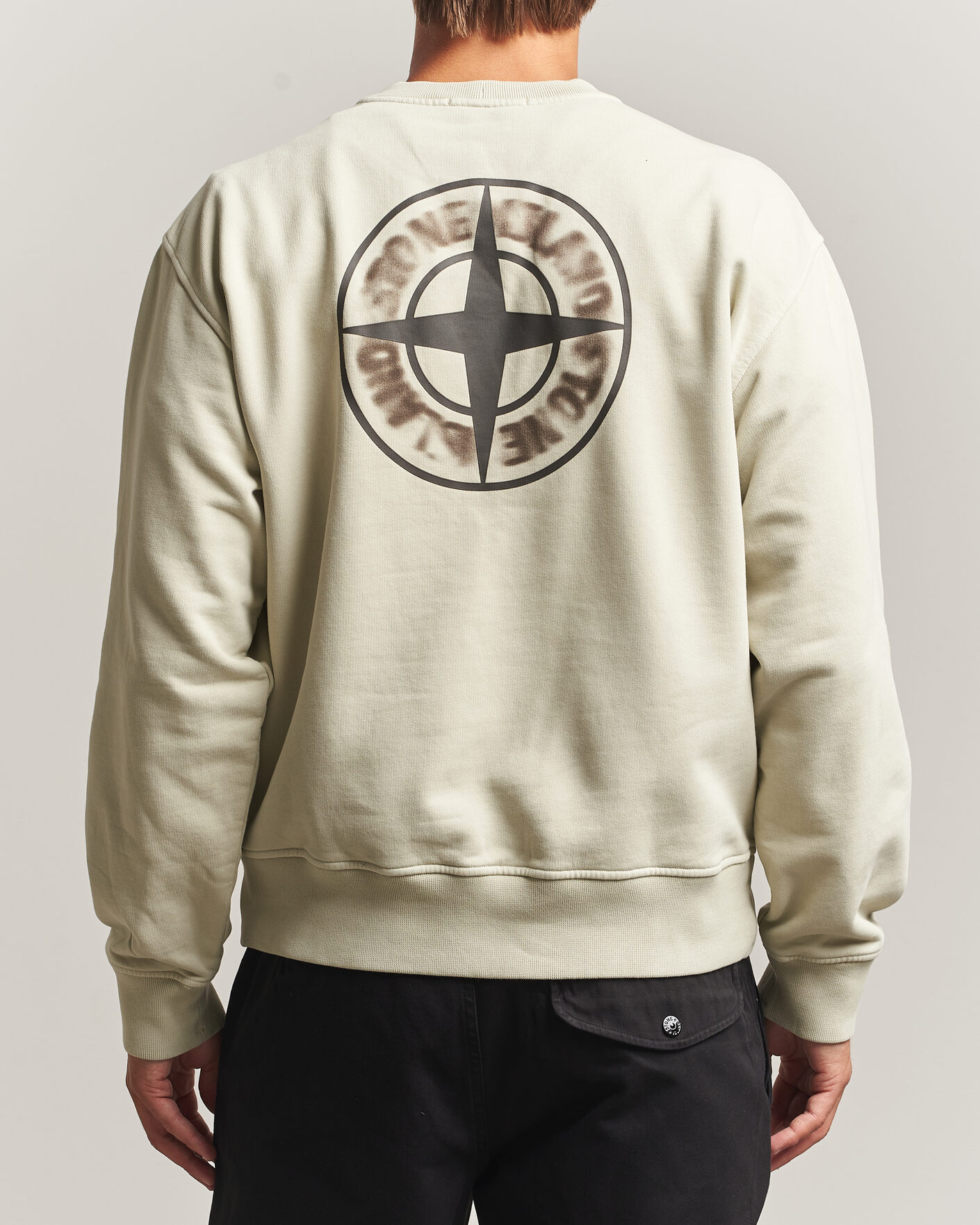 Uomini | Maglieria | Stone Island | Cotton Fleece Blurred Compas Print Sweatshirt Sand