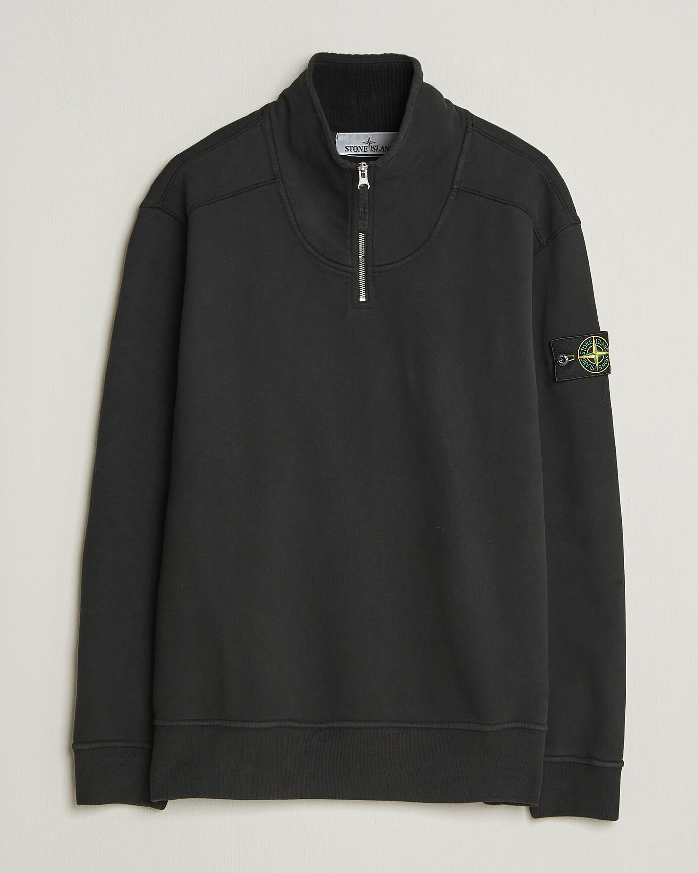 Uomini | Maglieria | Stone Island | Brushed Cotton Fleece Half Zip Black