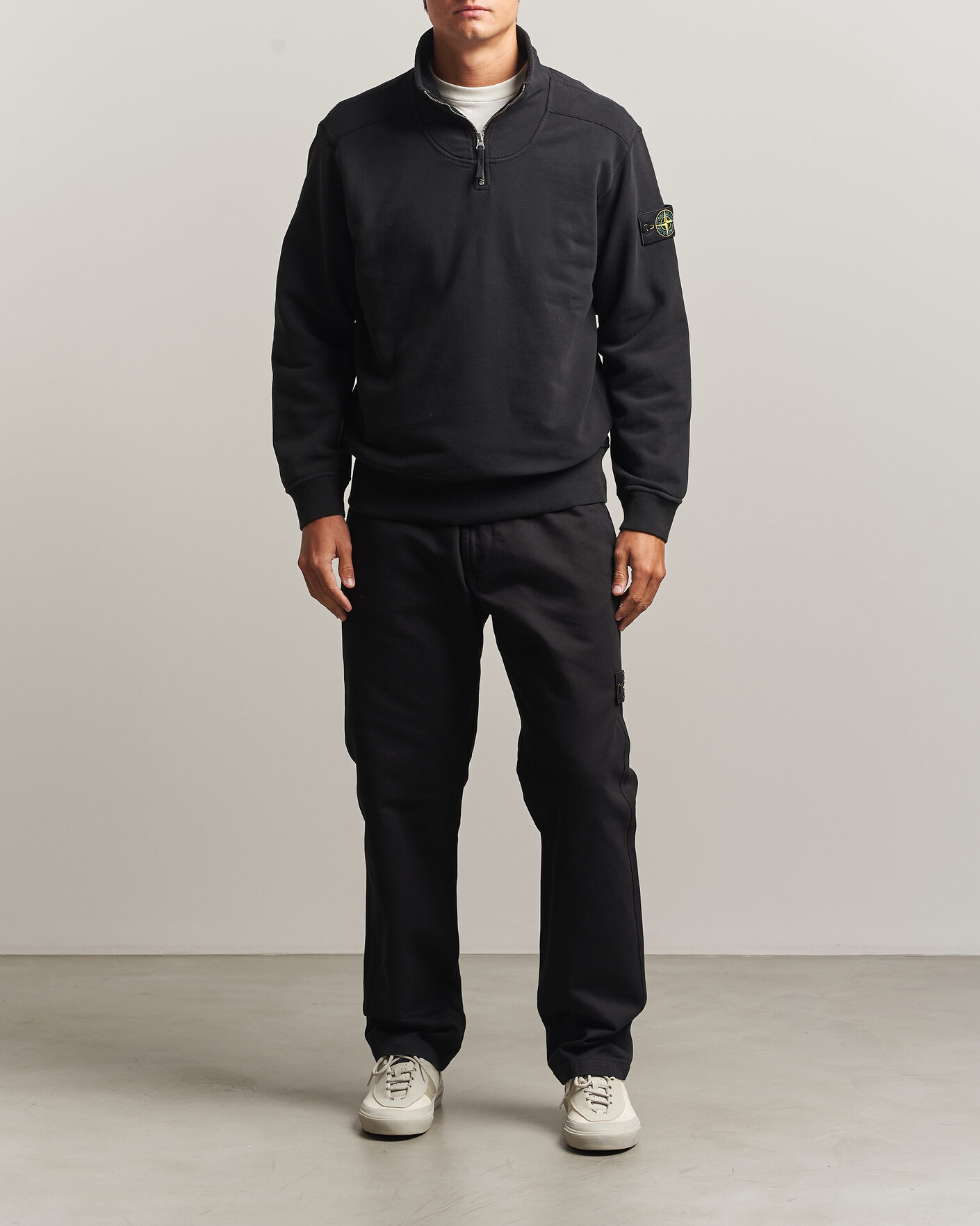 Uomini | Maglieria | Stone Island | Brushed Cotton Fleece Half Zip Black