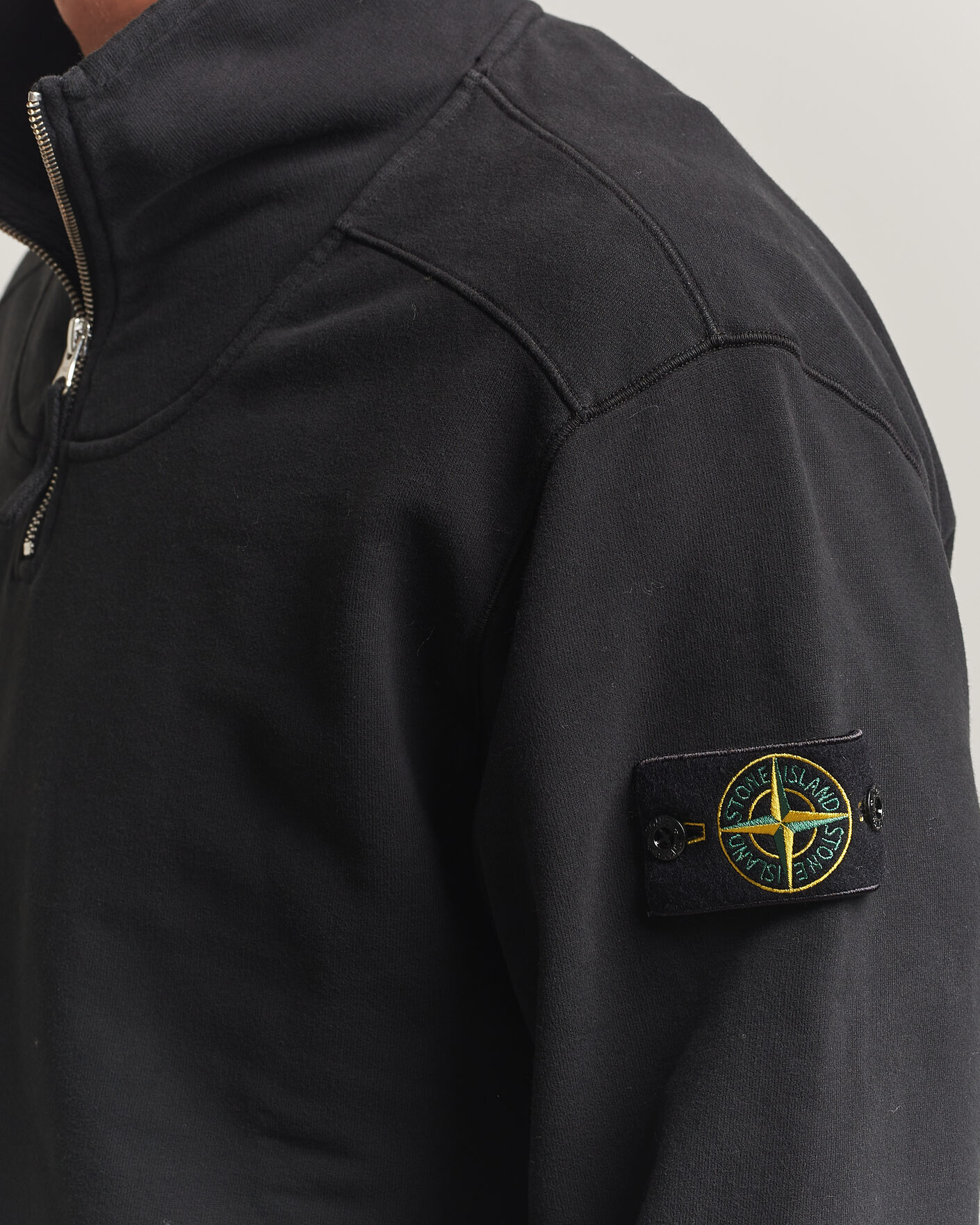 Uomini | Maglieria | Stone Island | Brushed Cotton Fleece Half Zip Black