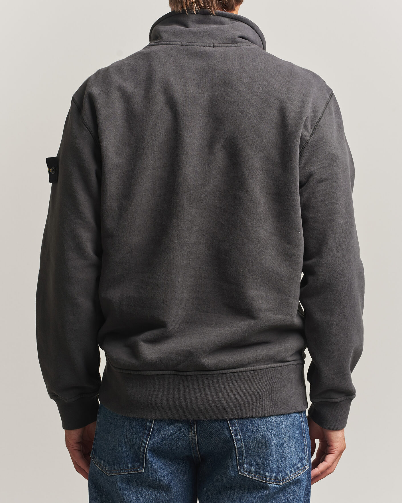 Uomini | Maglieria | Stone Island | Brushed Cotton Fleece Half Zip Lead Grey