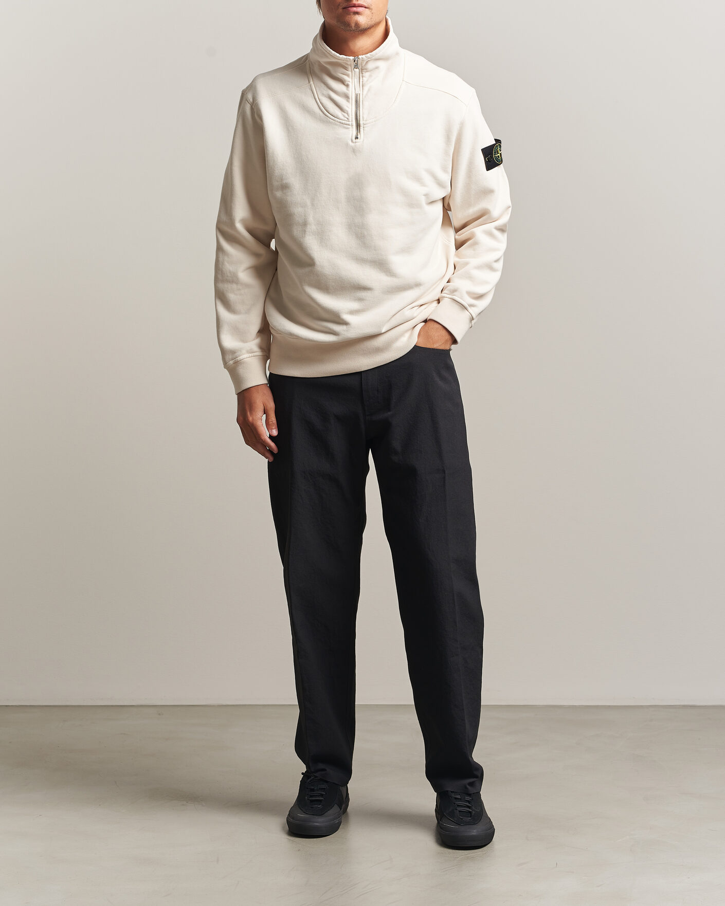 Uomini | Maglieria | Stone Island | Brushed Cotton Fleece Half Zip Ivory